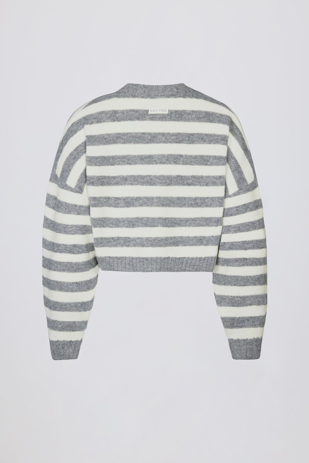 Soft Knit Stripe Cropped Cardigan in Grey Stripe