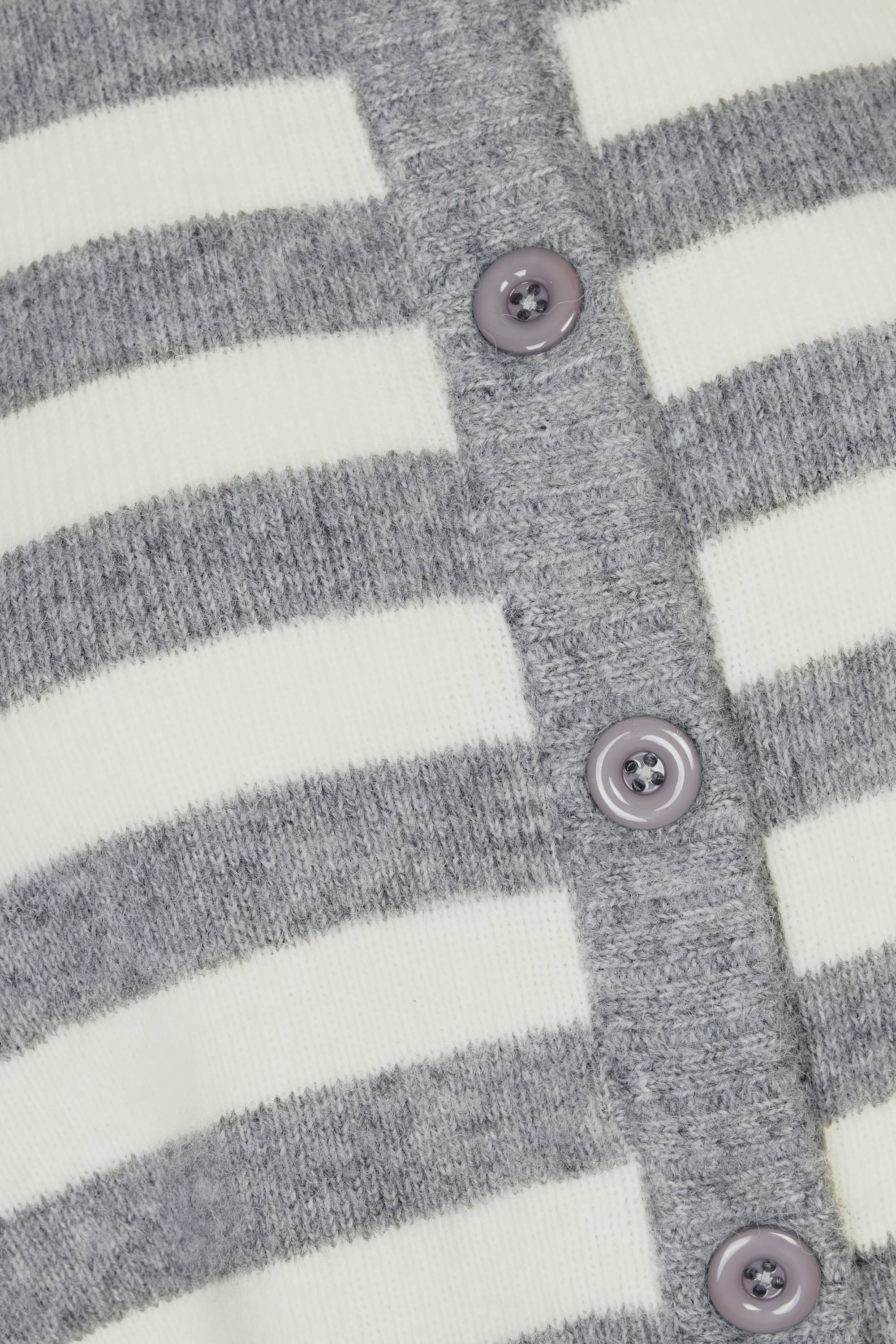 Soft Knit Stripe Cropped Cardigan in Grey Stripe
