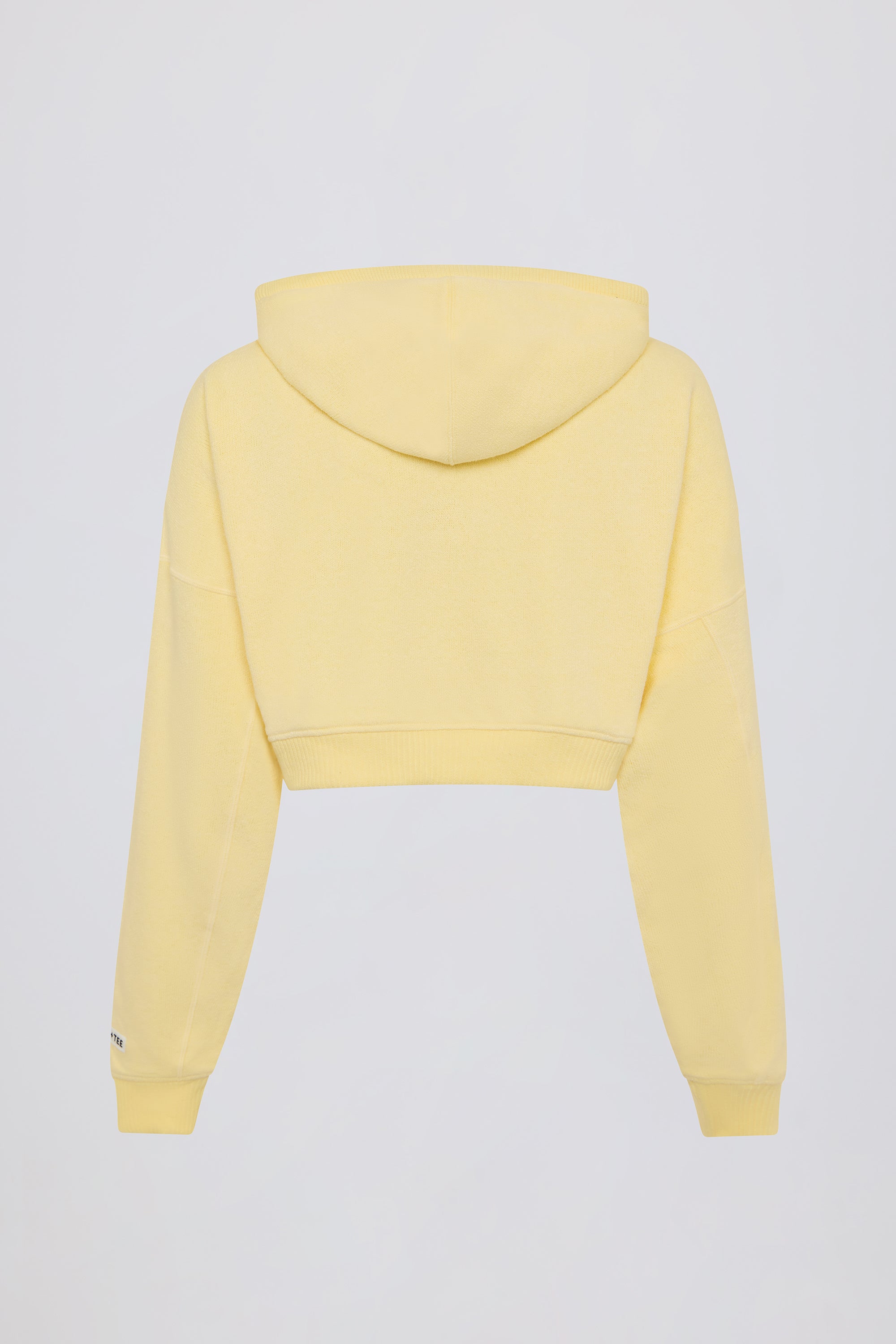 Terry Cotton Zip-Up Cropped Hoodie in Lemon