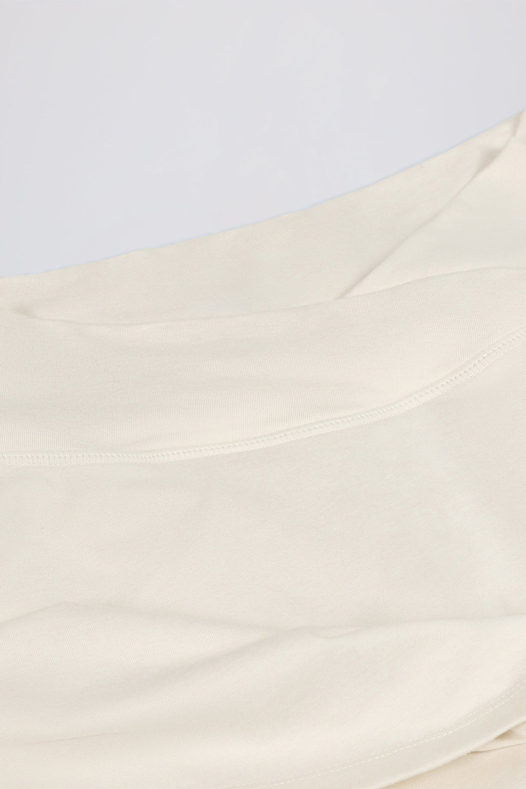 Brushed Jersey Crossover Mini Skort in Ivory Marl