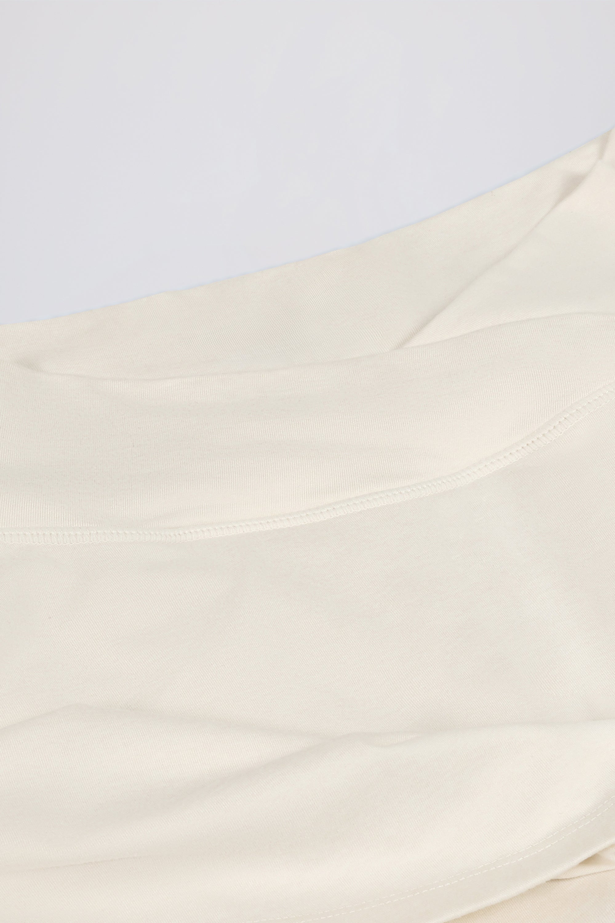 Brushed Jersey Crossover Mini Skort in Ivory Marl