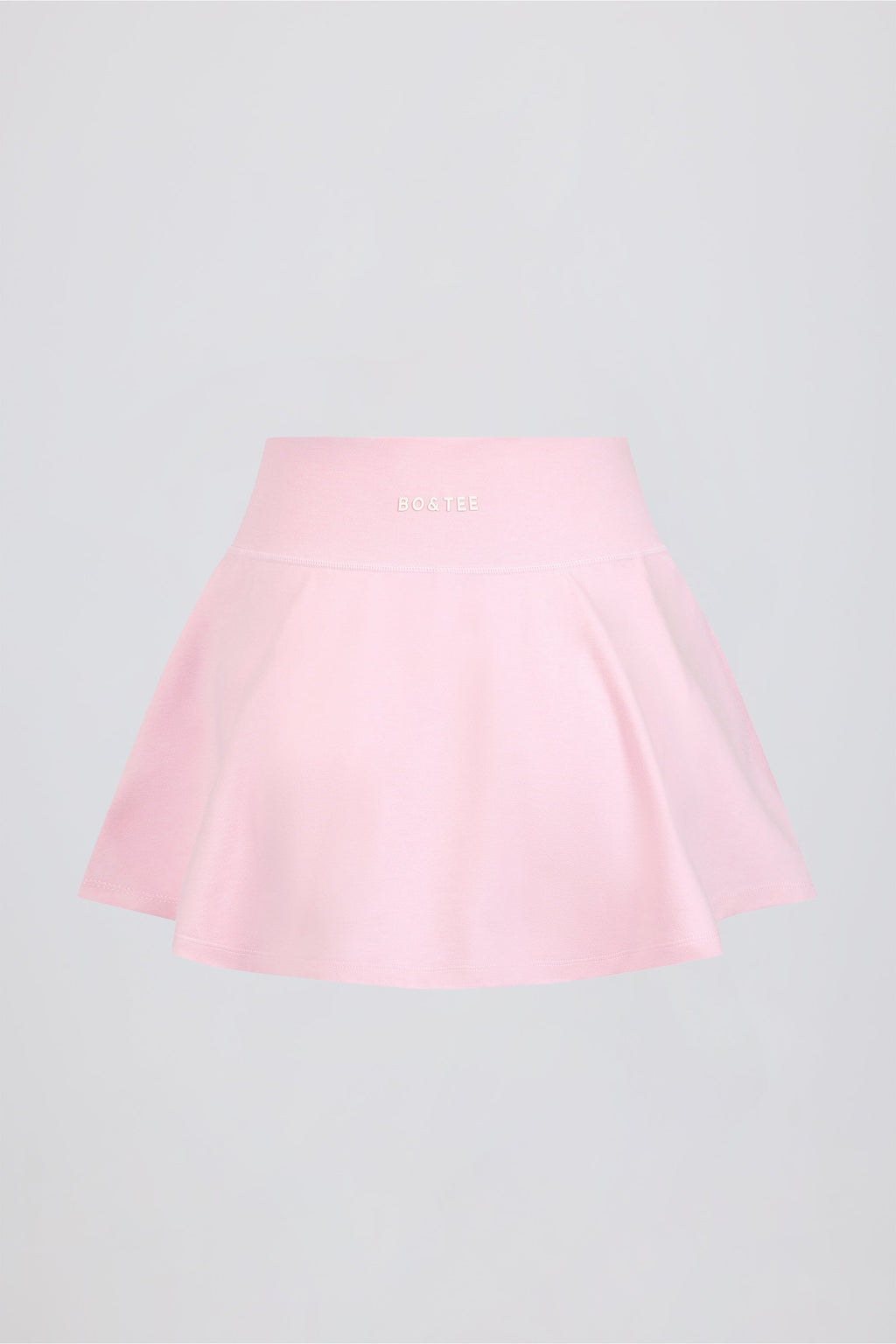 Brushed Jersey Crossover Mini Skort in Pale Pink Marl