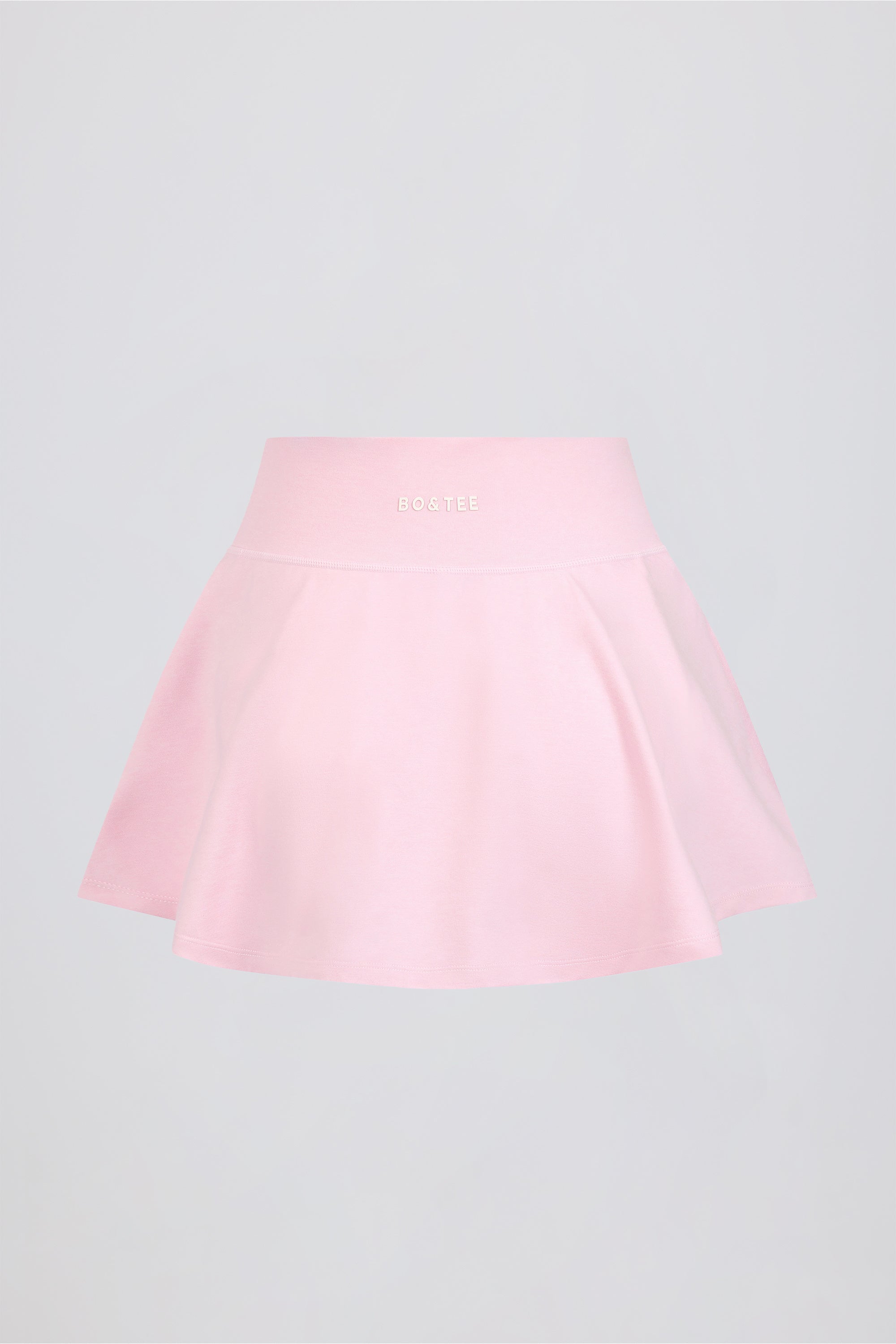 Brushed Jersey Crossover Mini Skort in Pale Pink Marl