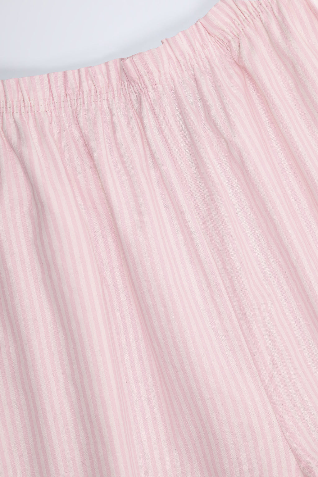 Wide-Leg Cotton-Poplin Trousers in Pink White Stripe