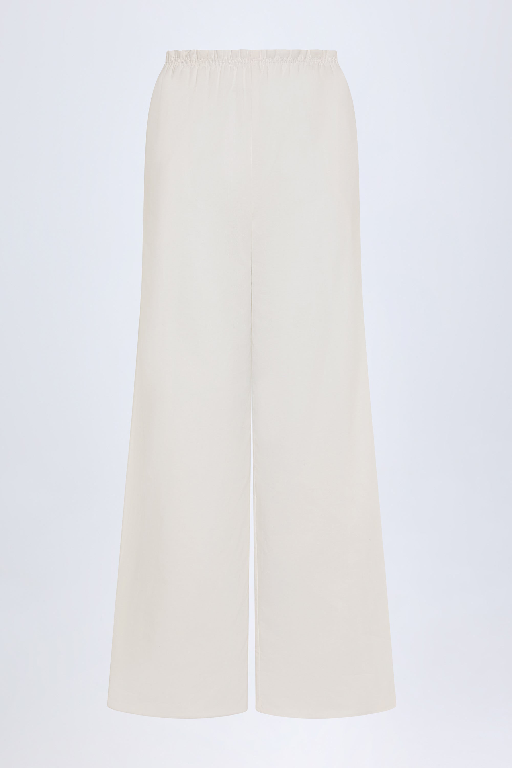 Wide-Leg Cotton-Poplin Trousers in White