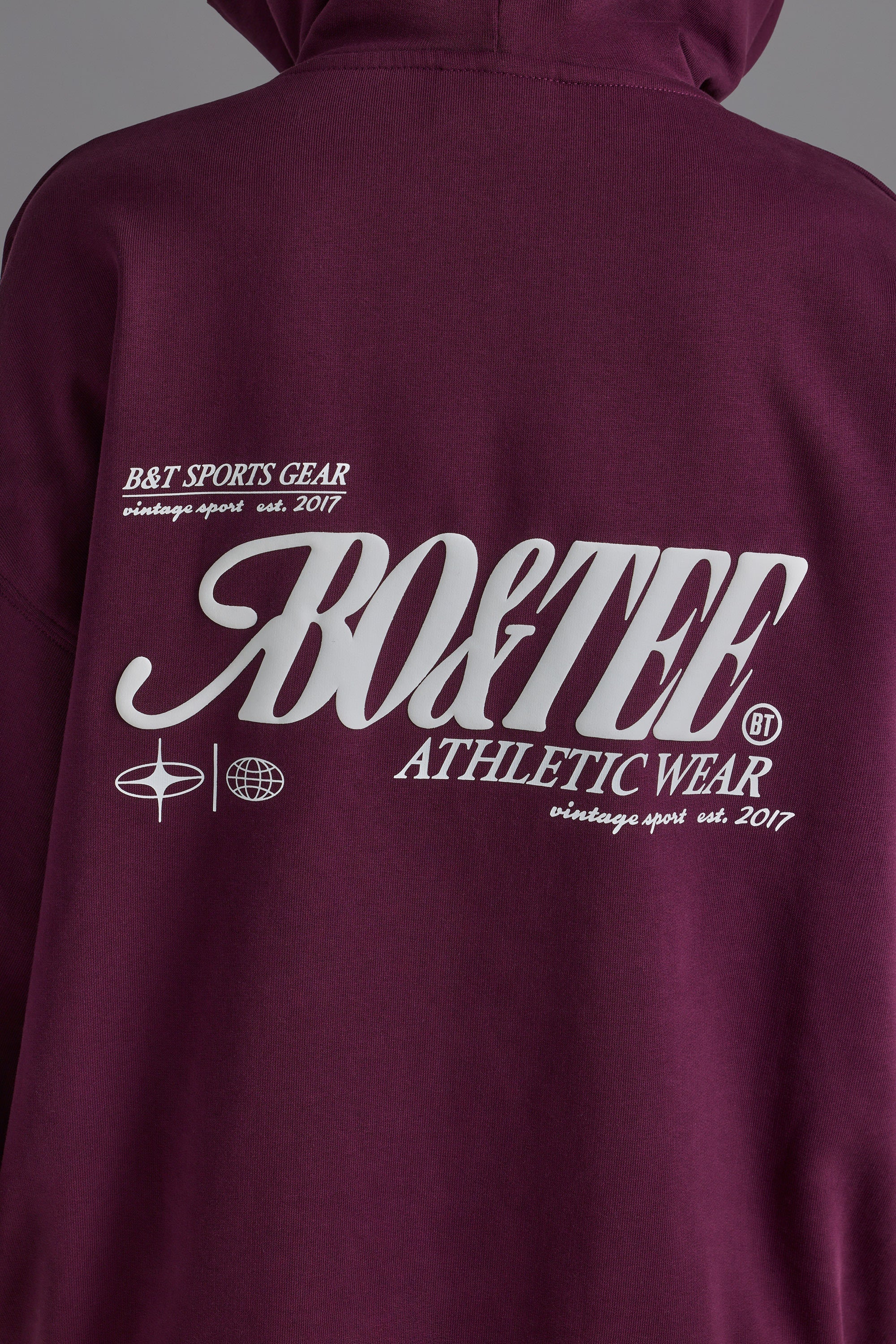 Cotton Fleece Appliqué Oversized Hoodie in Grape