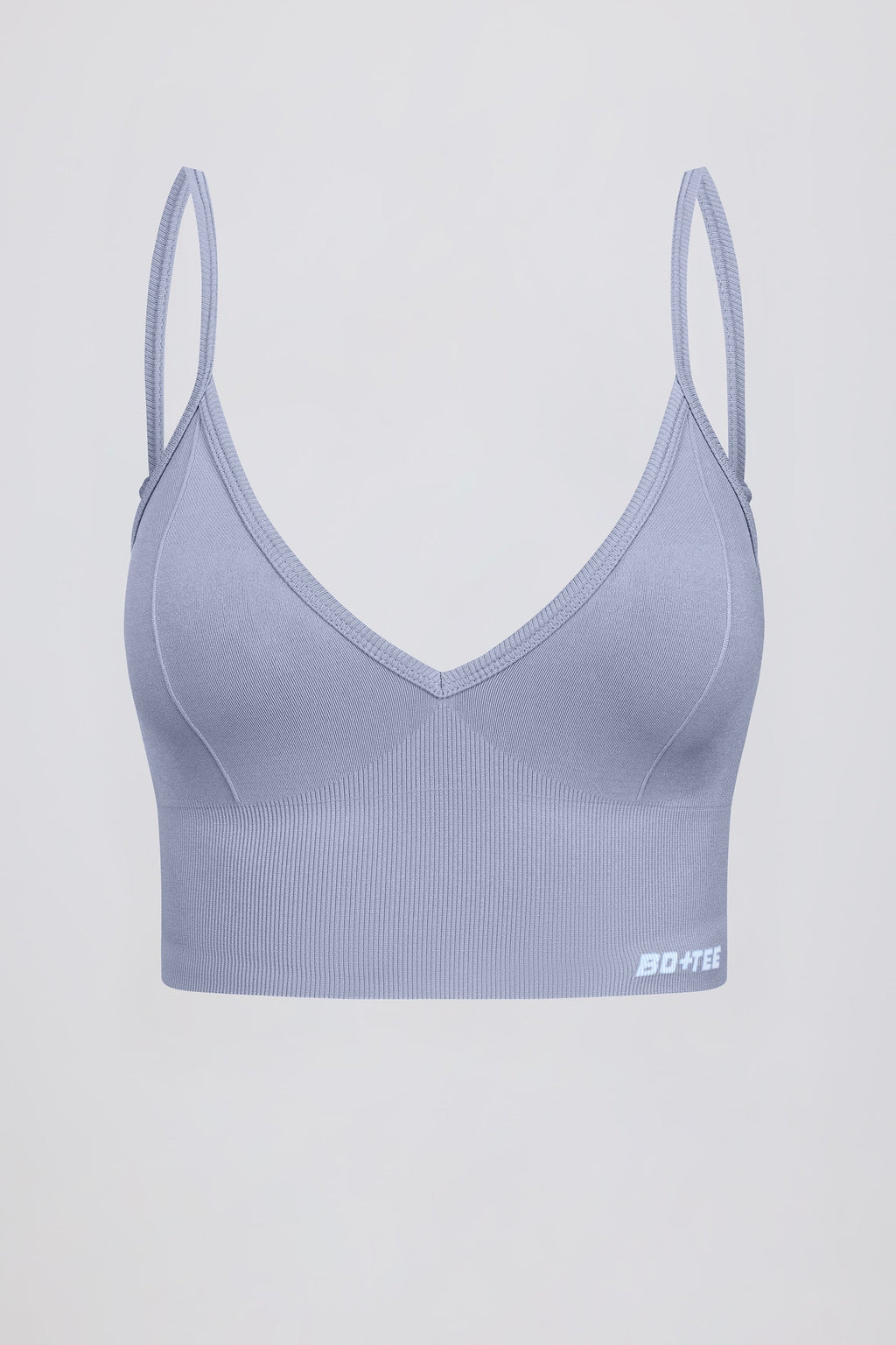 Define Luxe V-Neck Sports Bra in Blue Grey
