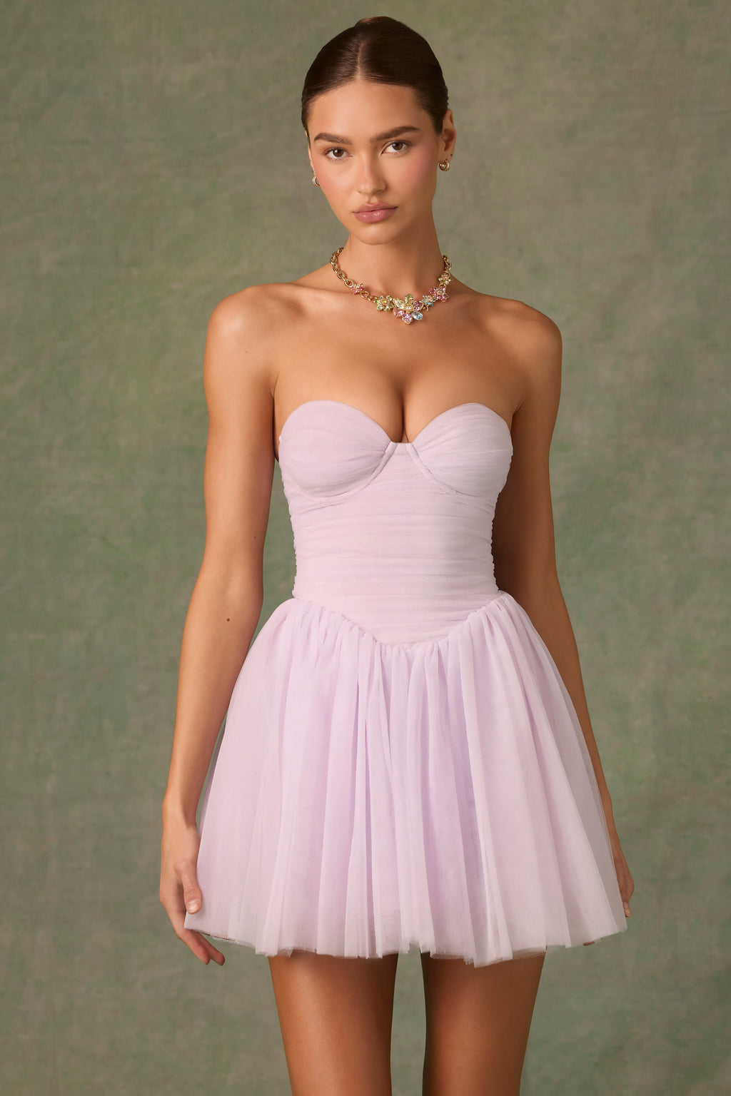 Tulle Corset Mini Dress in Lilac