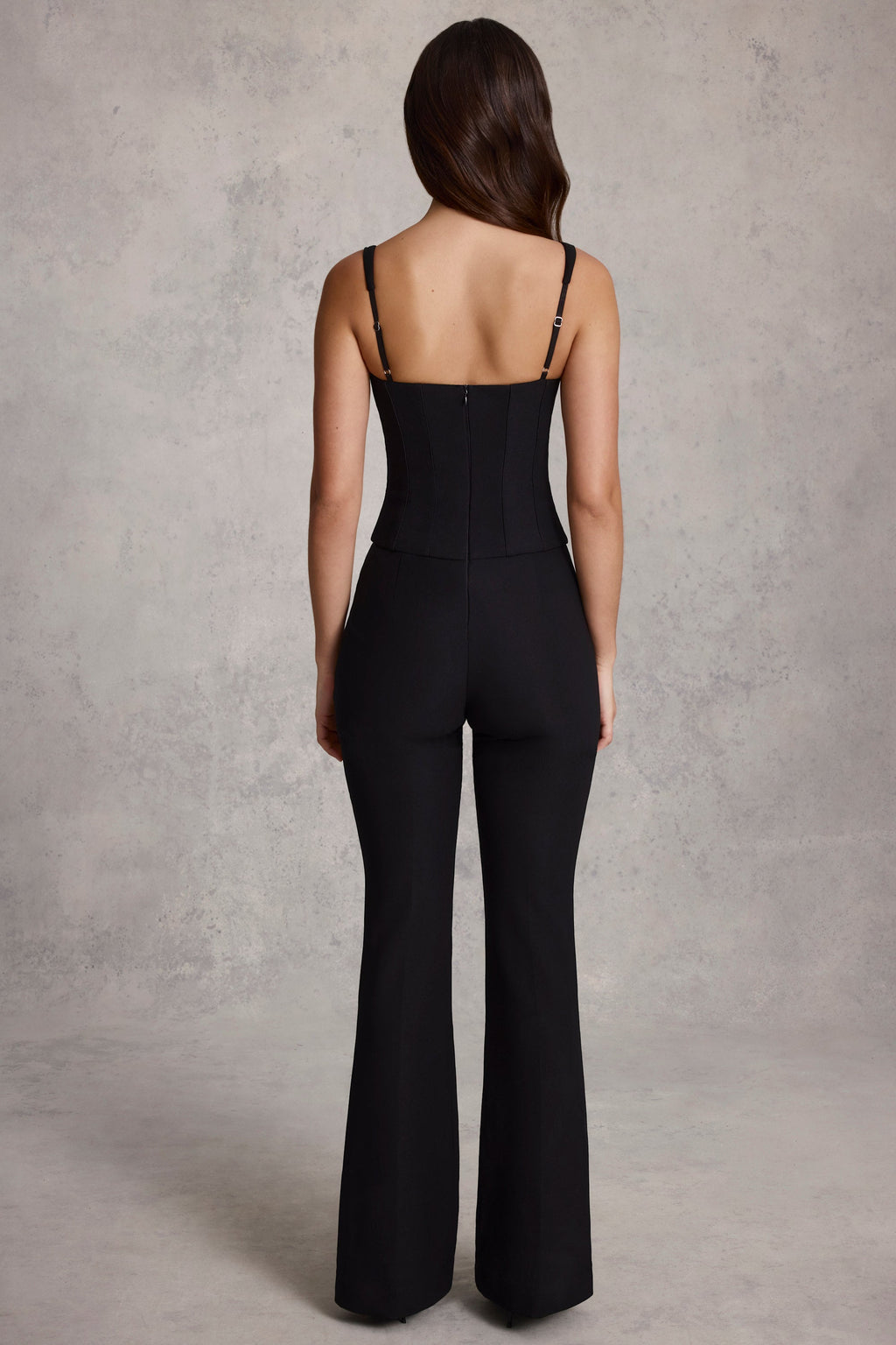 Corset Flared Jumpsuit in Black