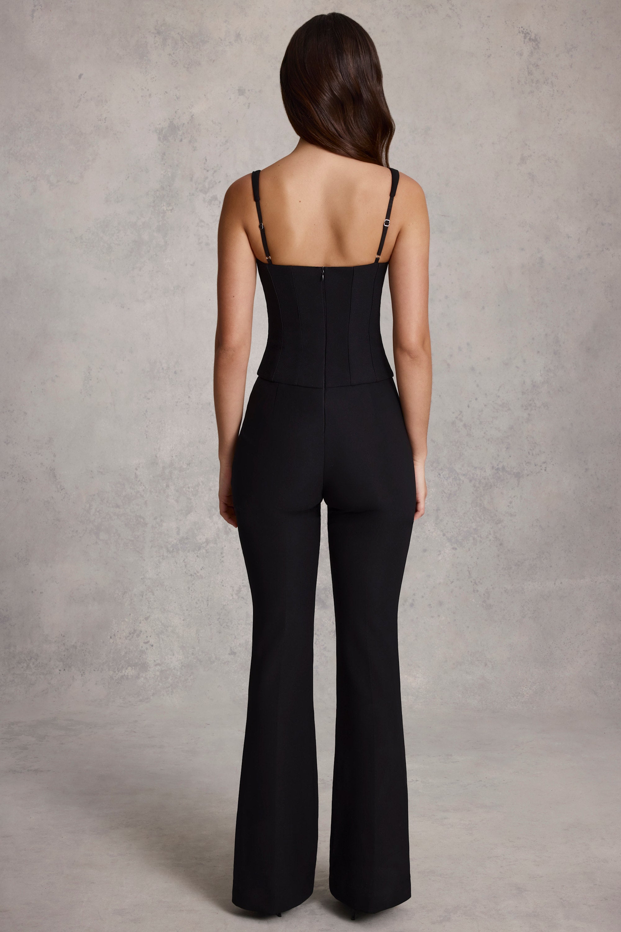 Corset Flared Jumpsuit in Black