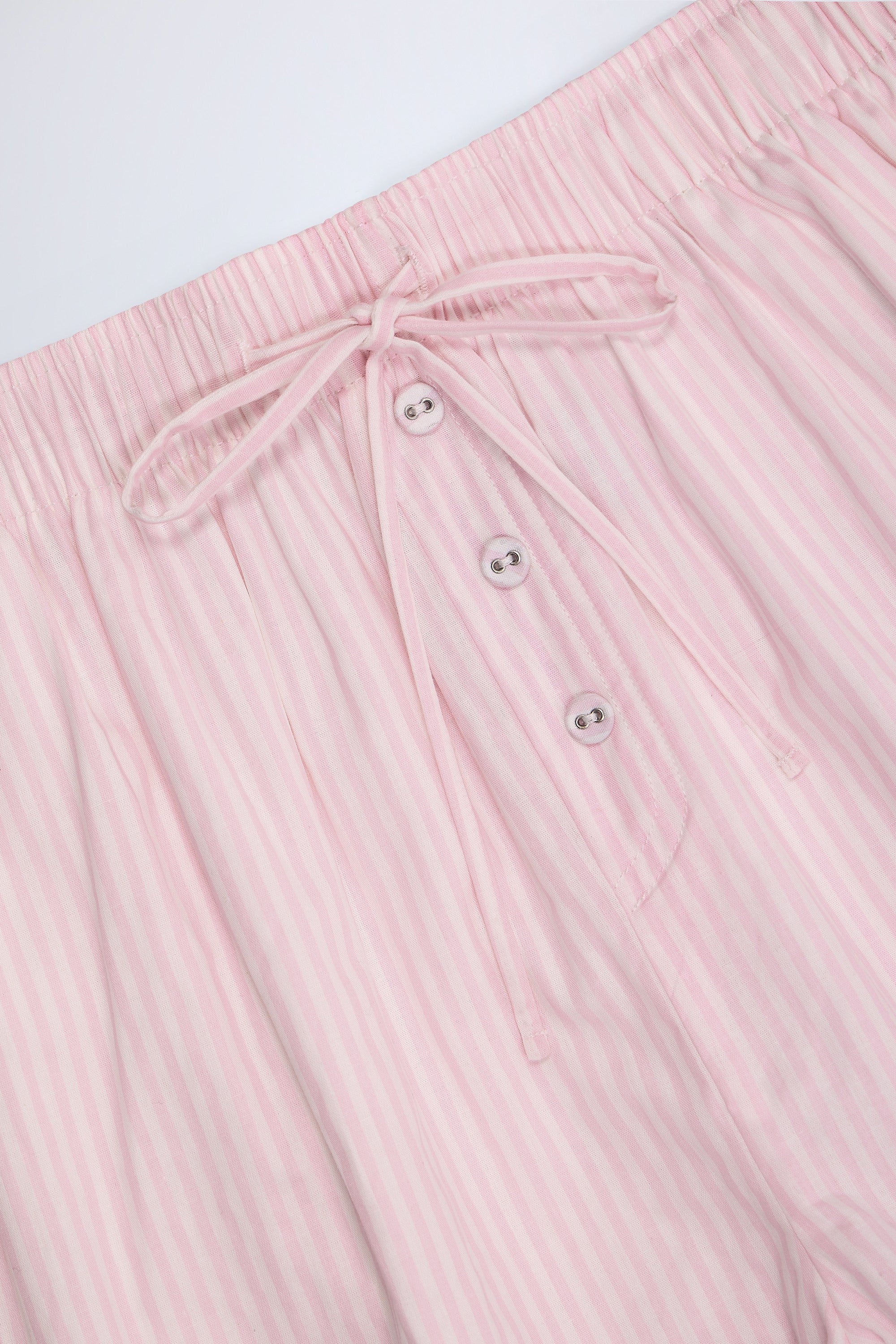 Tie-Front Cotton-Poplin Shorts in Pink White Stripe