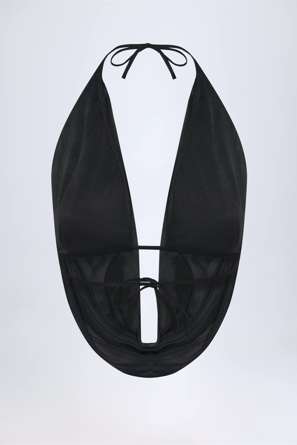 Cowl-Neck Backless Crop Top in Black