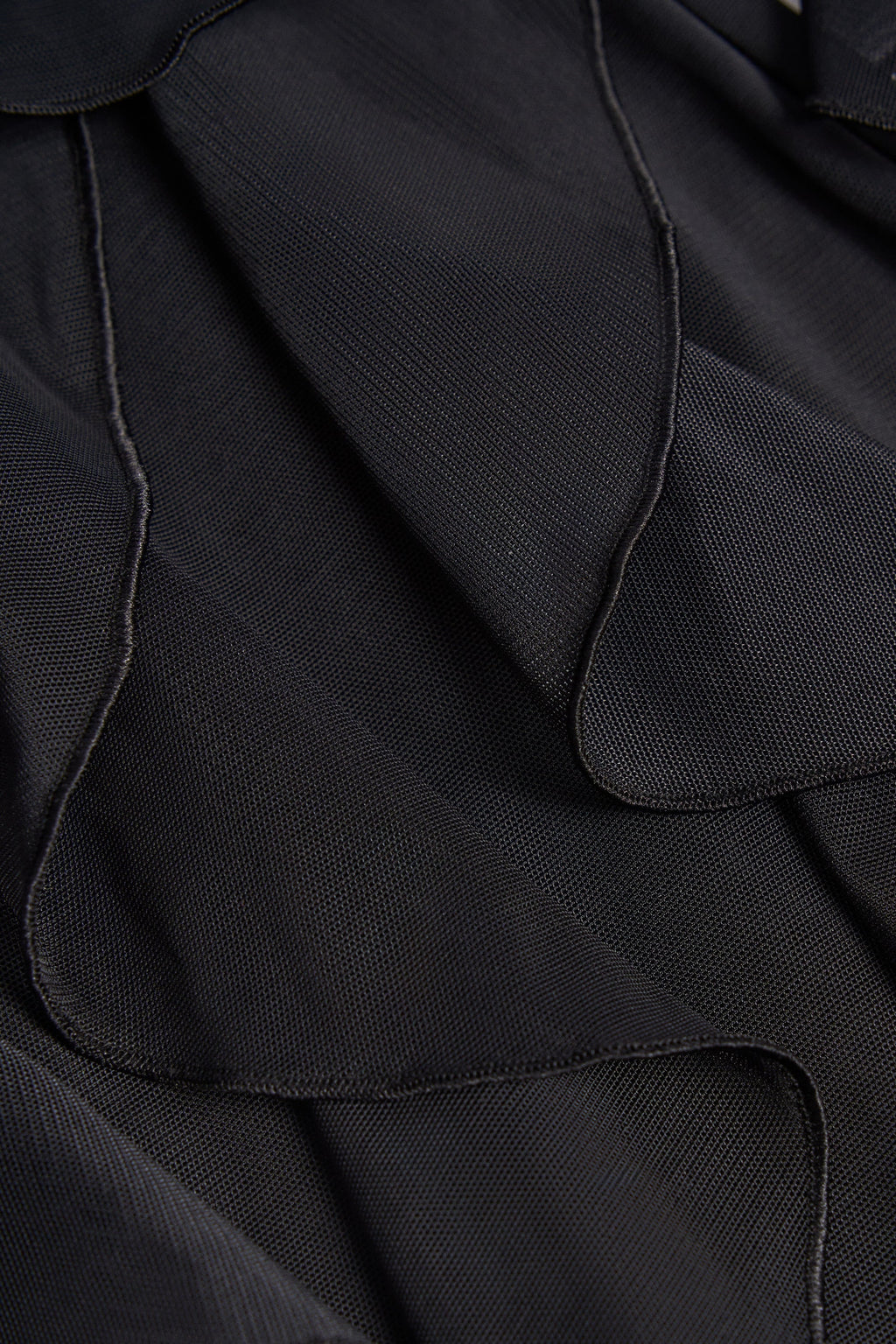 Ruffled Mid-Rise Flared Trousers in Black