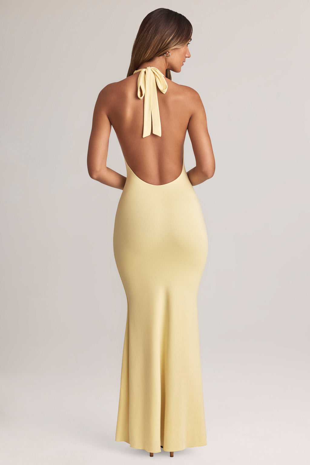Modal Halterneck Maxi Dress in Lemon Sherbet