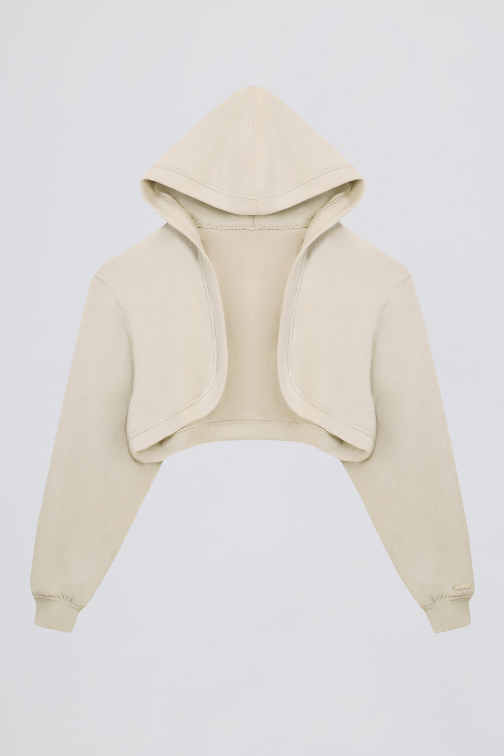Brushed Jersey Hooded Cropped Shrug in Ecru
