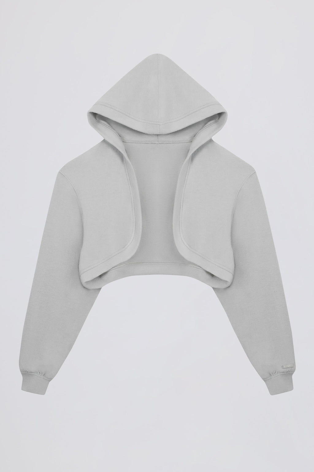Brushed Jersey Hooded Cropped Shrug in Fog Grey