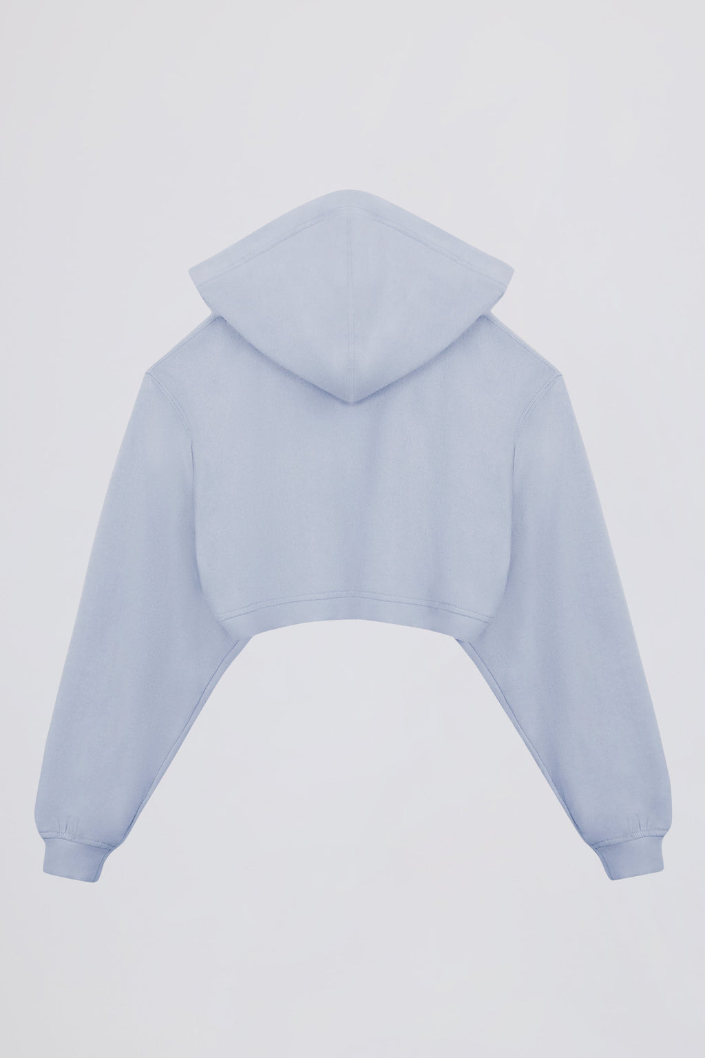 Brushed Jersey Hooded Cropped Shrug in Soft Blue