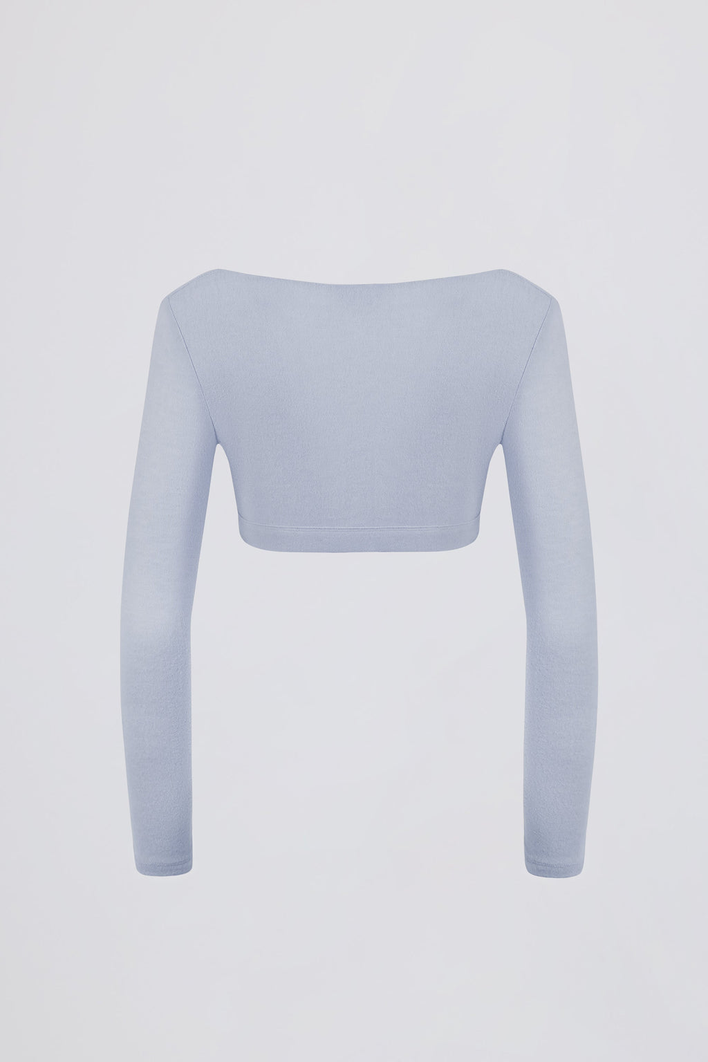 Brushed Jersey Wrap Crop Top in Soft Blue