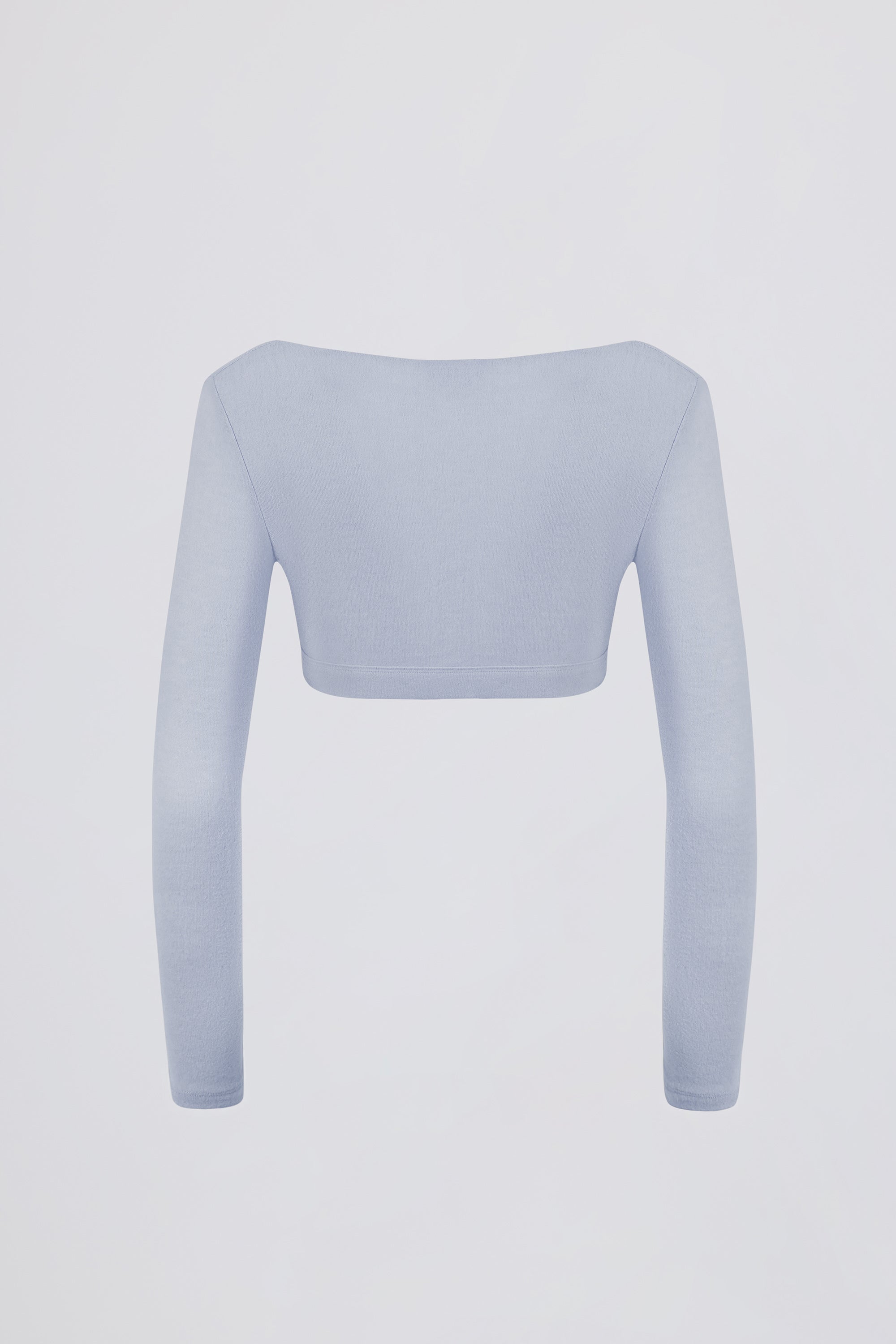 Brushed Jersey Wrap Crop Top in Soft Blue