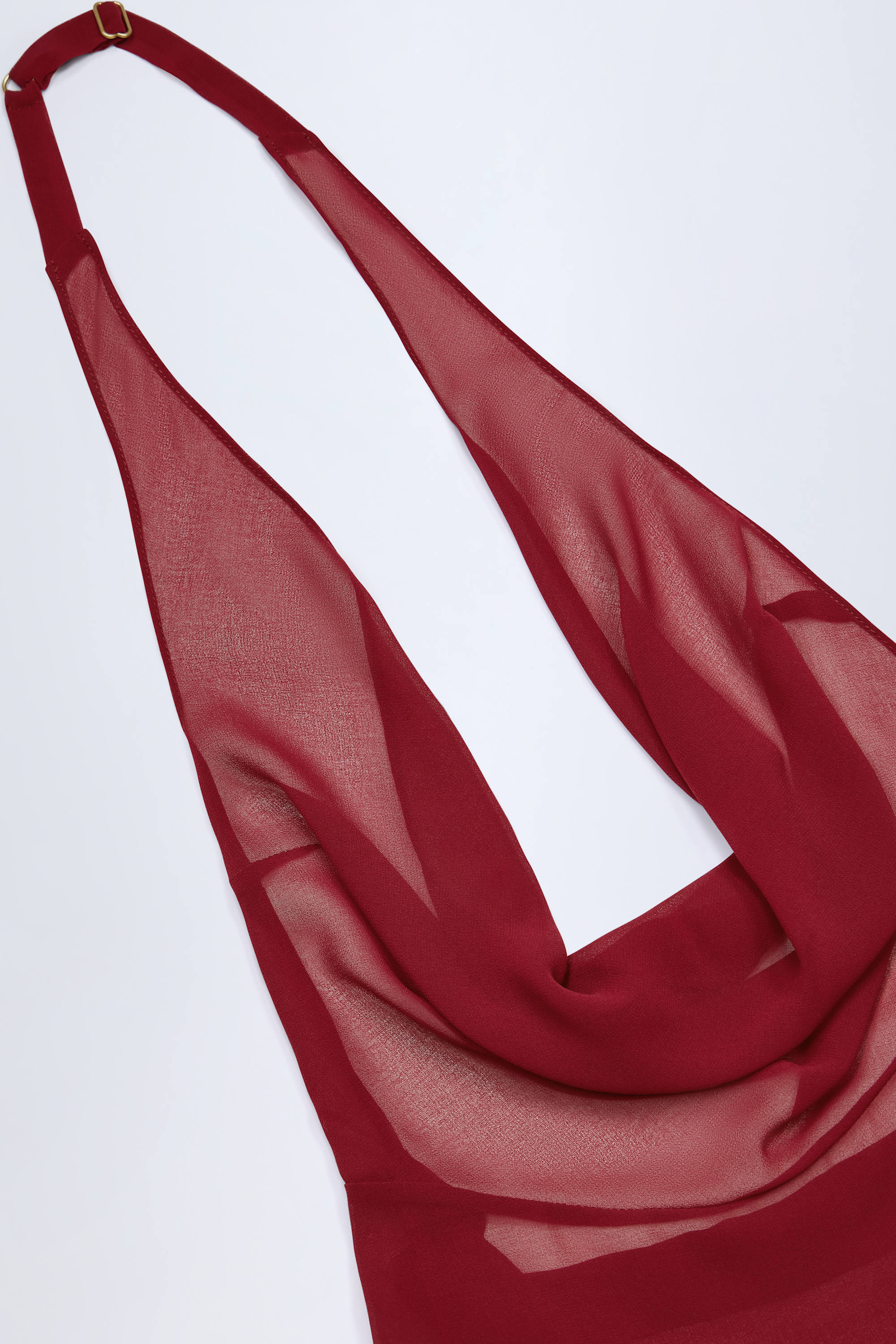 Cowl-Neck Backless Mini Dress in Dark Cherry