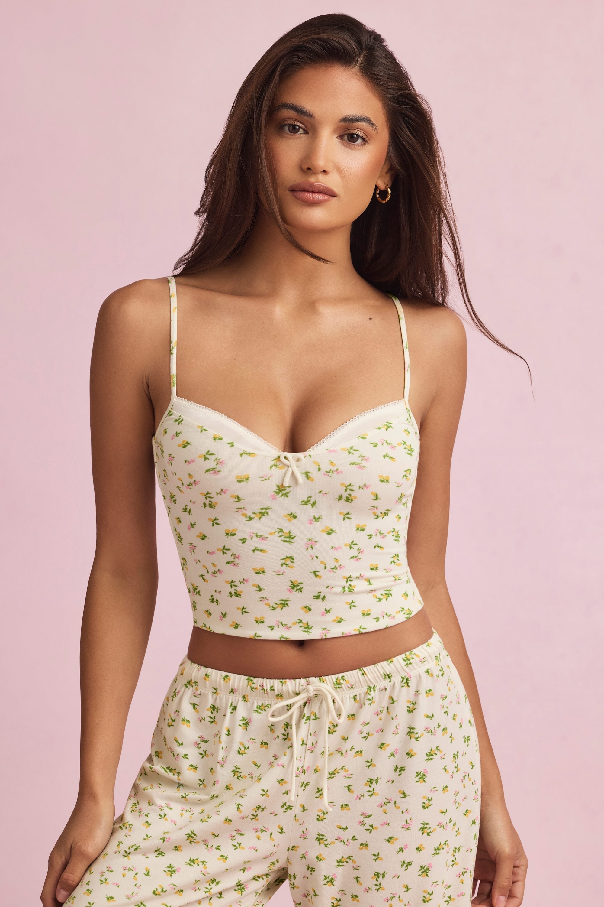 Modal Camisole Pyjama Top in Lemon Print