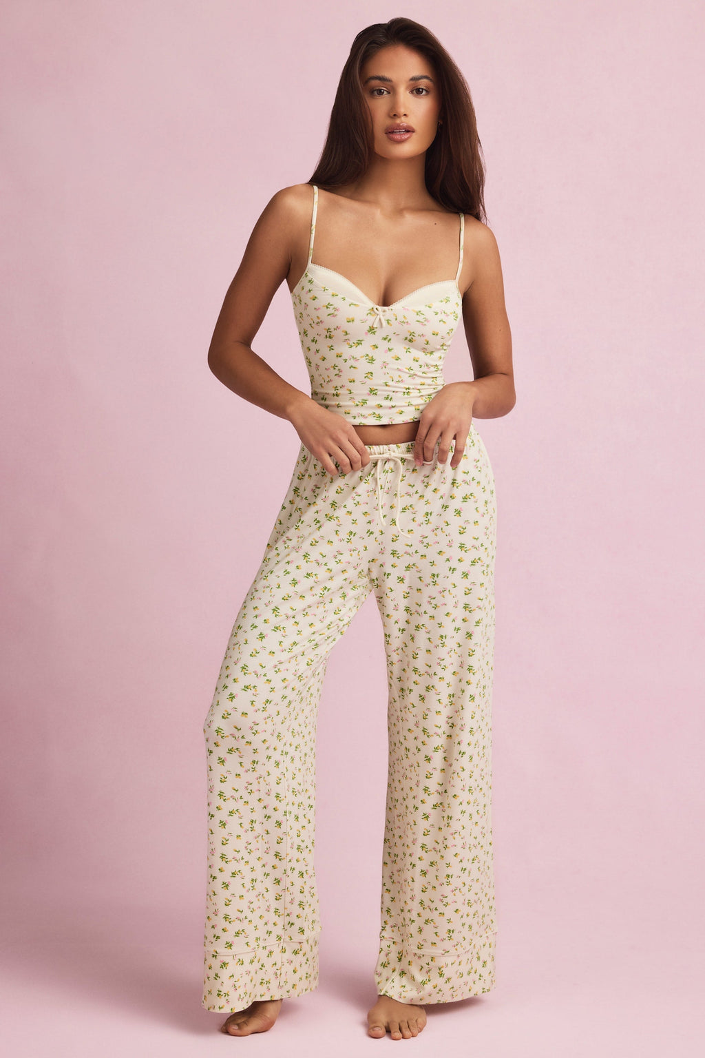 Modal Camisole Pyjama Top in Lemon Print