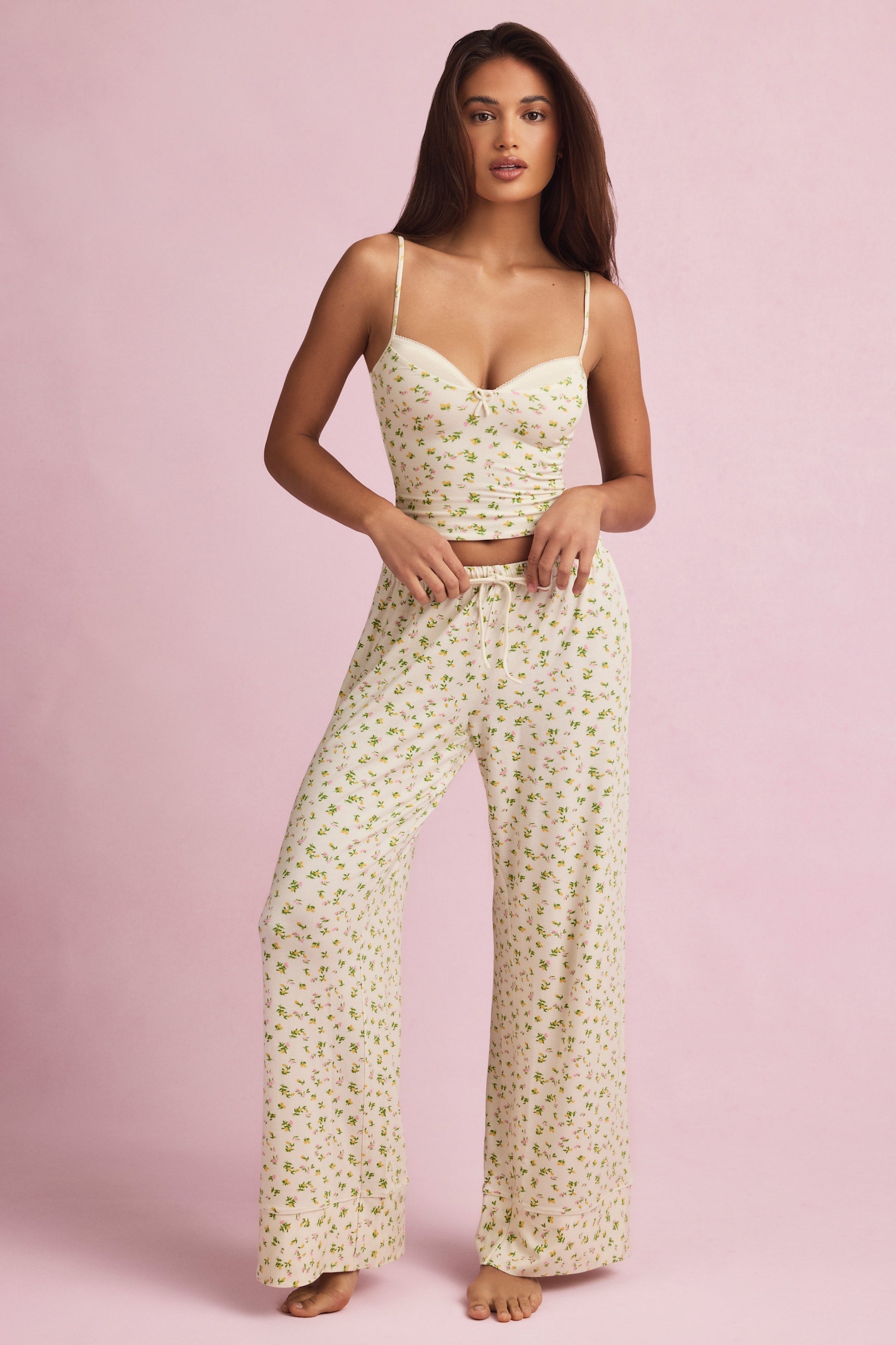 Modal Camisole Pyjama Top in Lemon Print