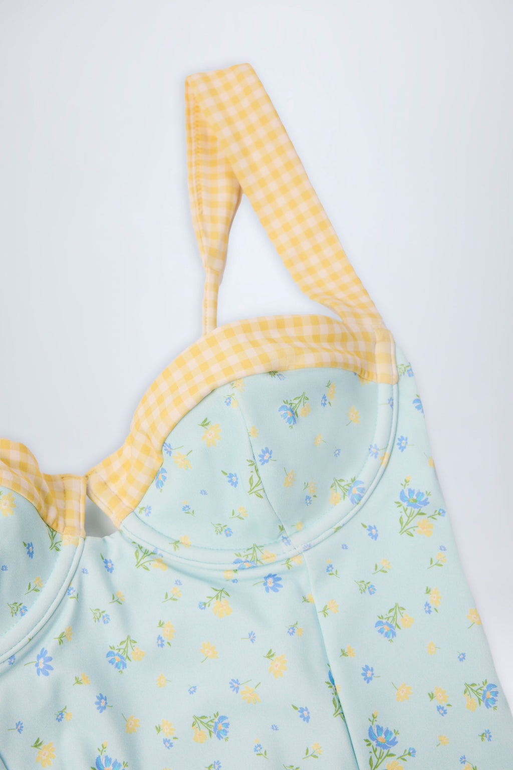 Underwired Balconette Swimsuit in Blue Floral