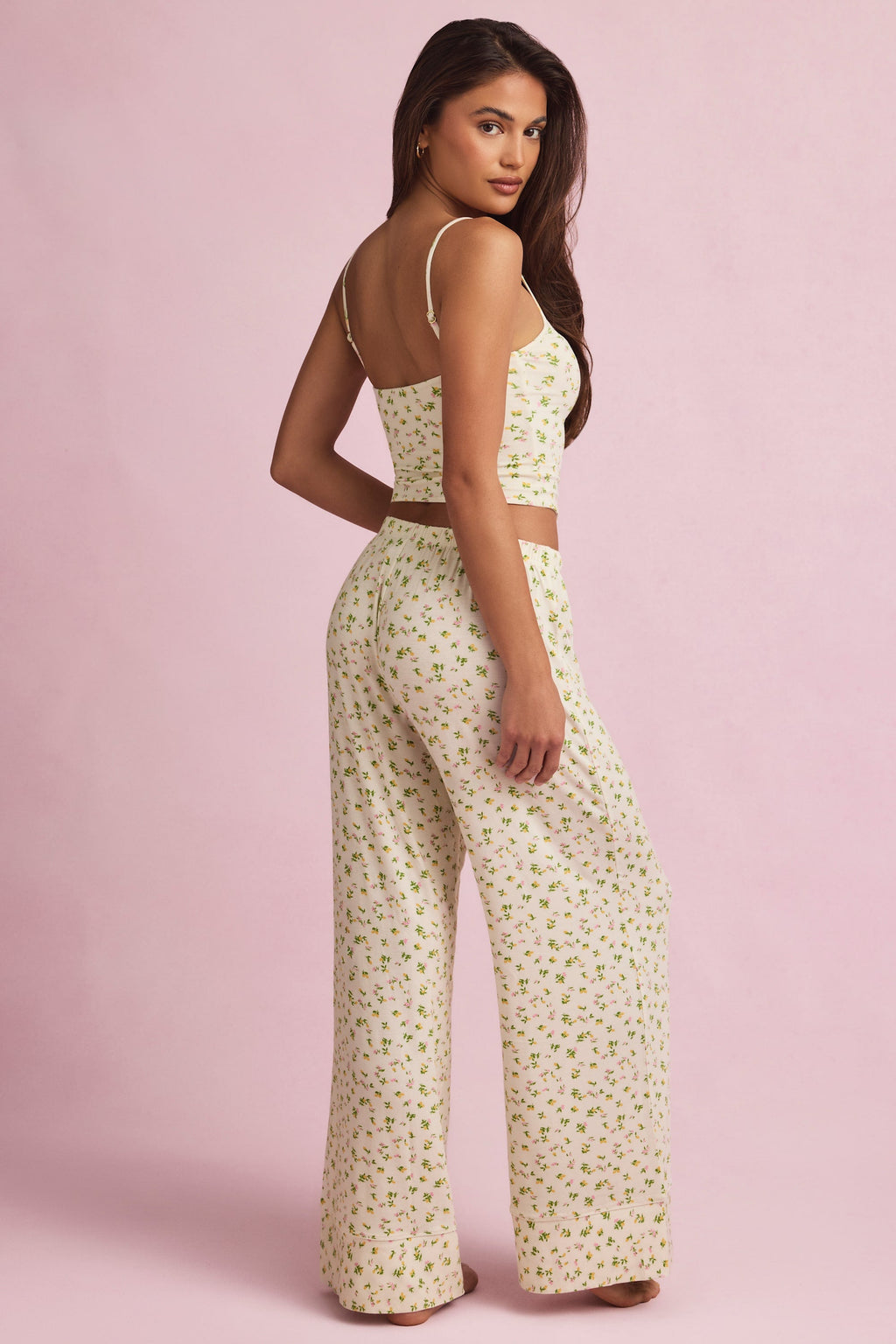 Modal Mid-Rise Pyjama Trousers in Lemon Print