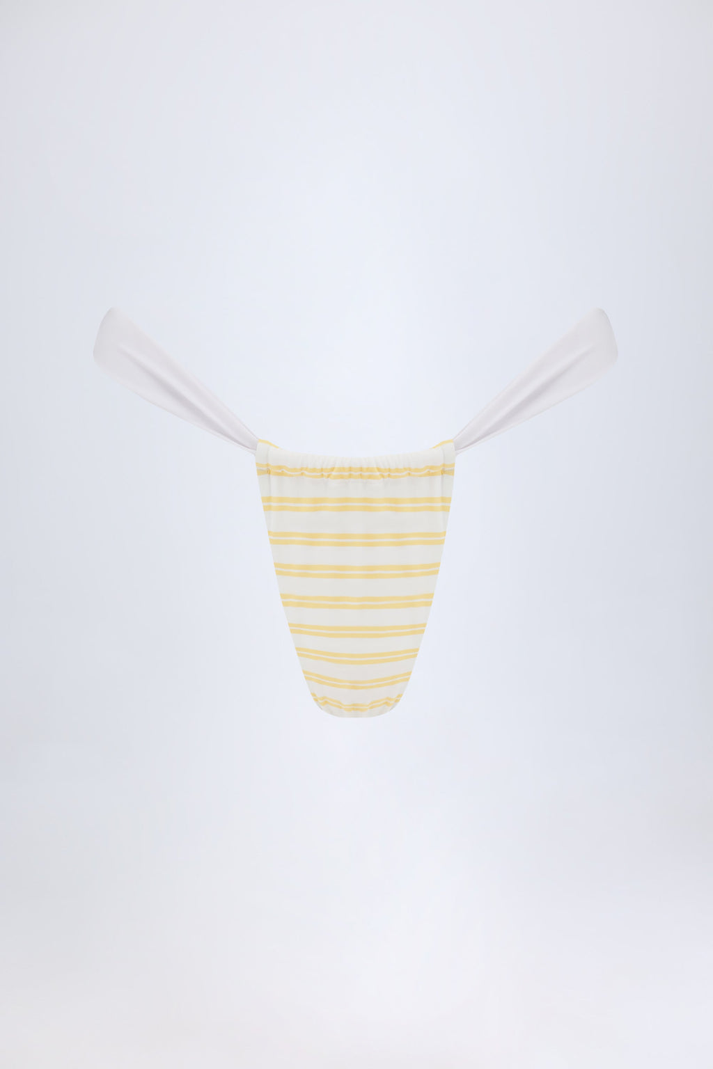 Ruched Cheeky Bikini Bottoms in Lemon Yellow Double Stripe