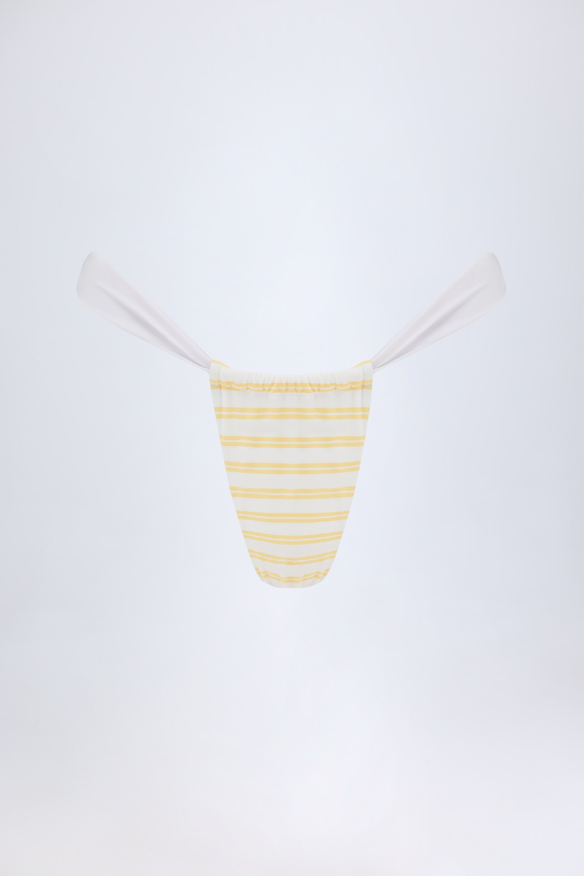 Ruched Cheeky Bikini Bottoms in Lemon Yellow Double Stripe