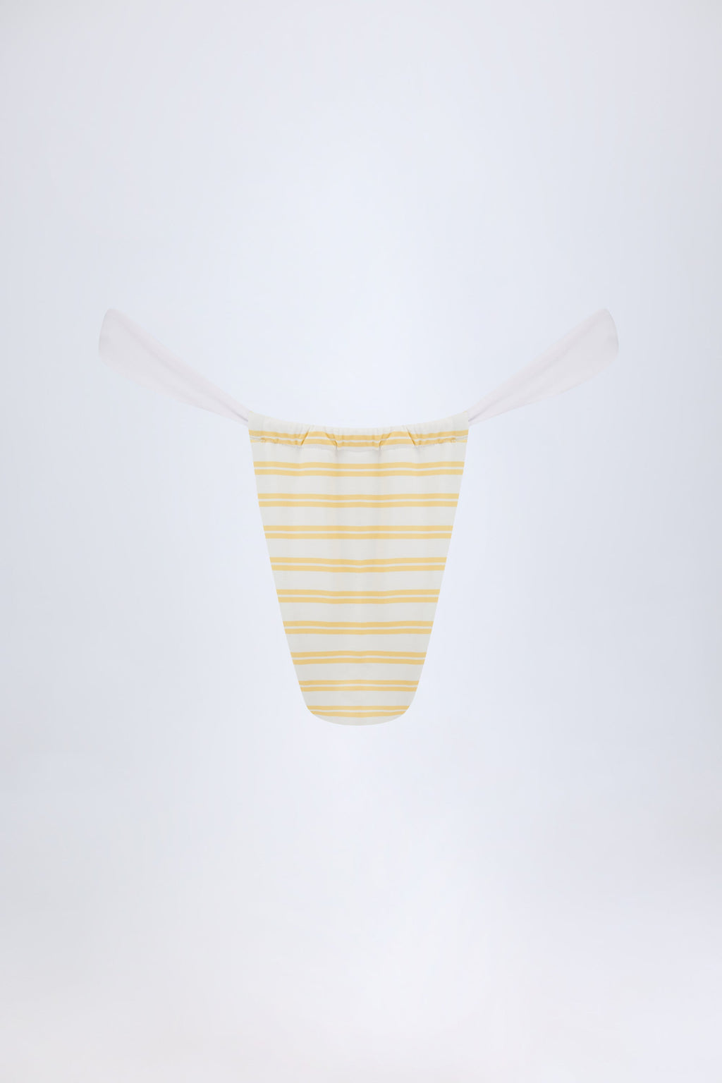 Ruched Cheeky Bikini Bottoms in Lemon Yellow Double Stripe