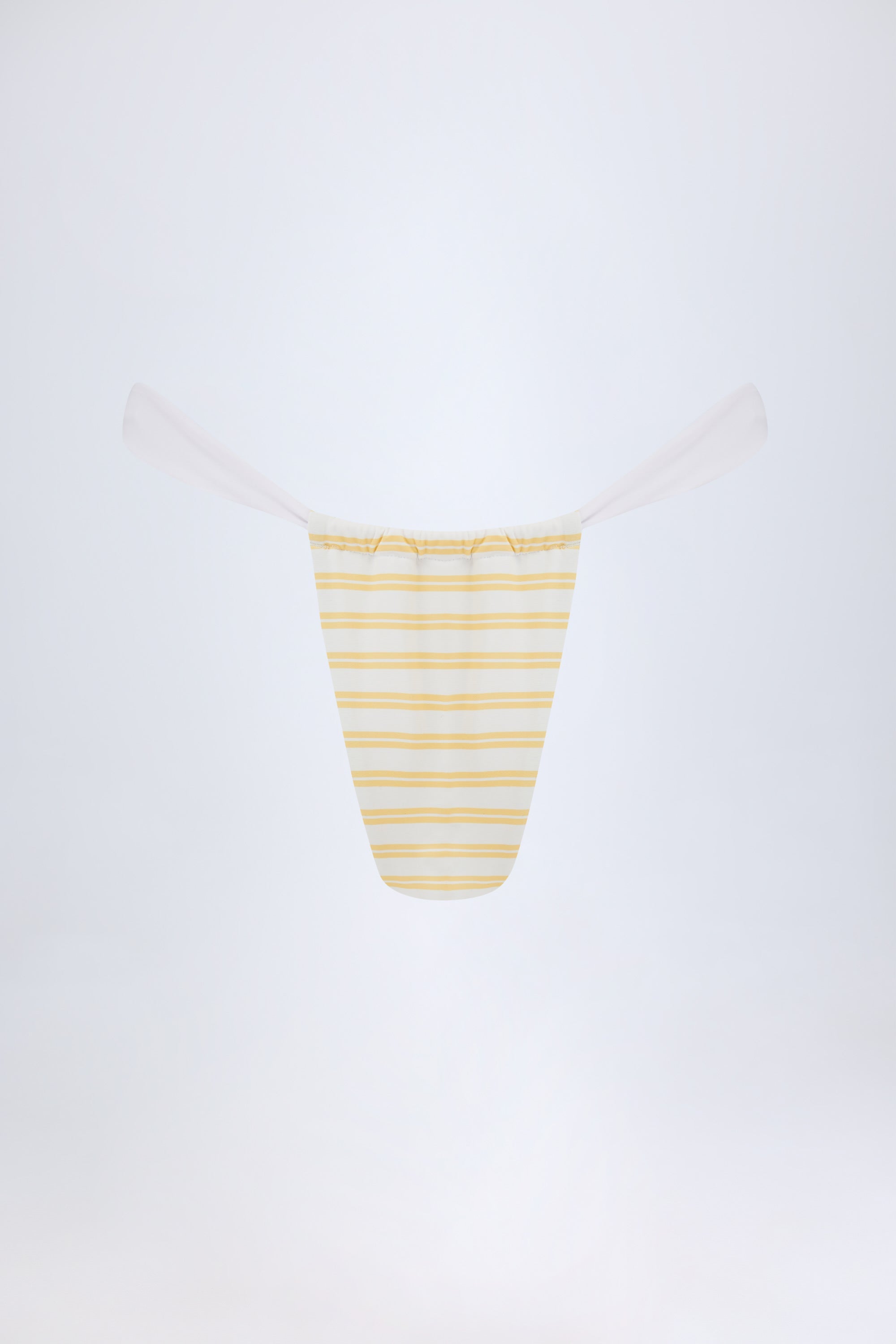 Ruched Cheeky Bikini Bottoms in Lemon Yellow Double Stripe