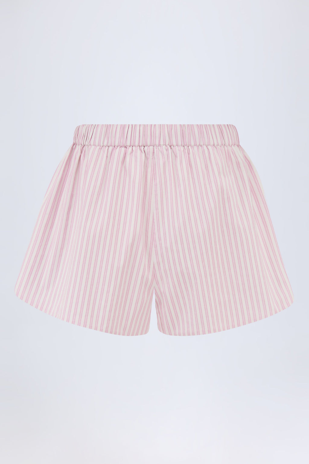 Mid-Rise Cotton-Poplin Shorts in Pink Stripe