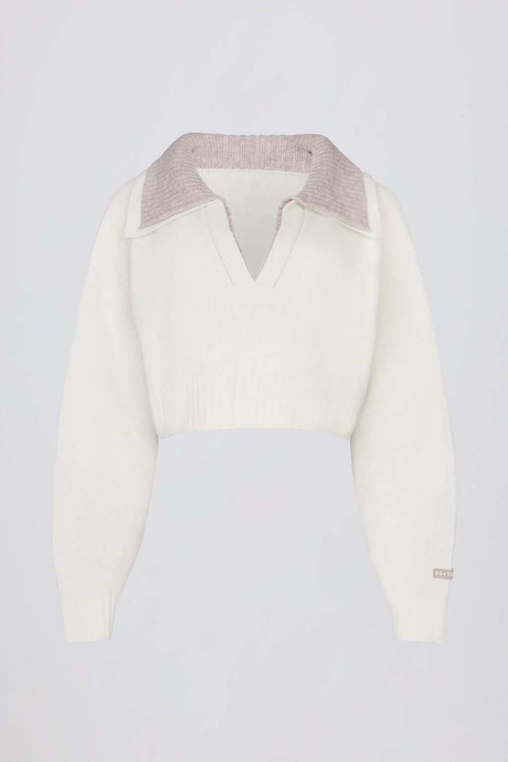Soft Knit Layered Collar Cropped Jumper in Ivory