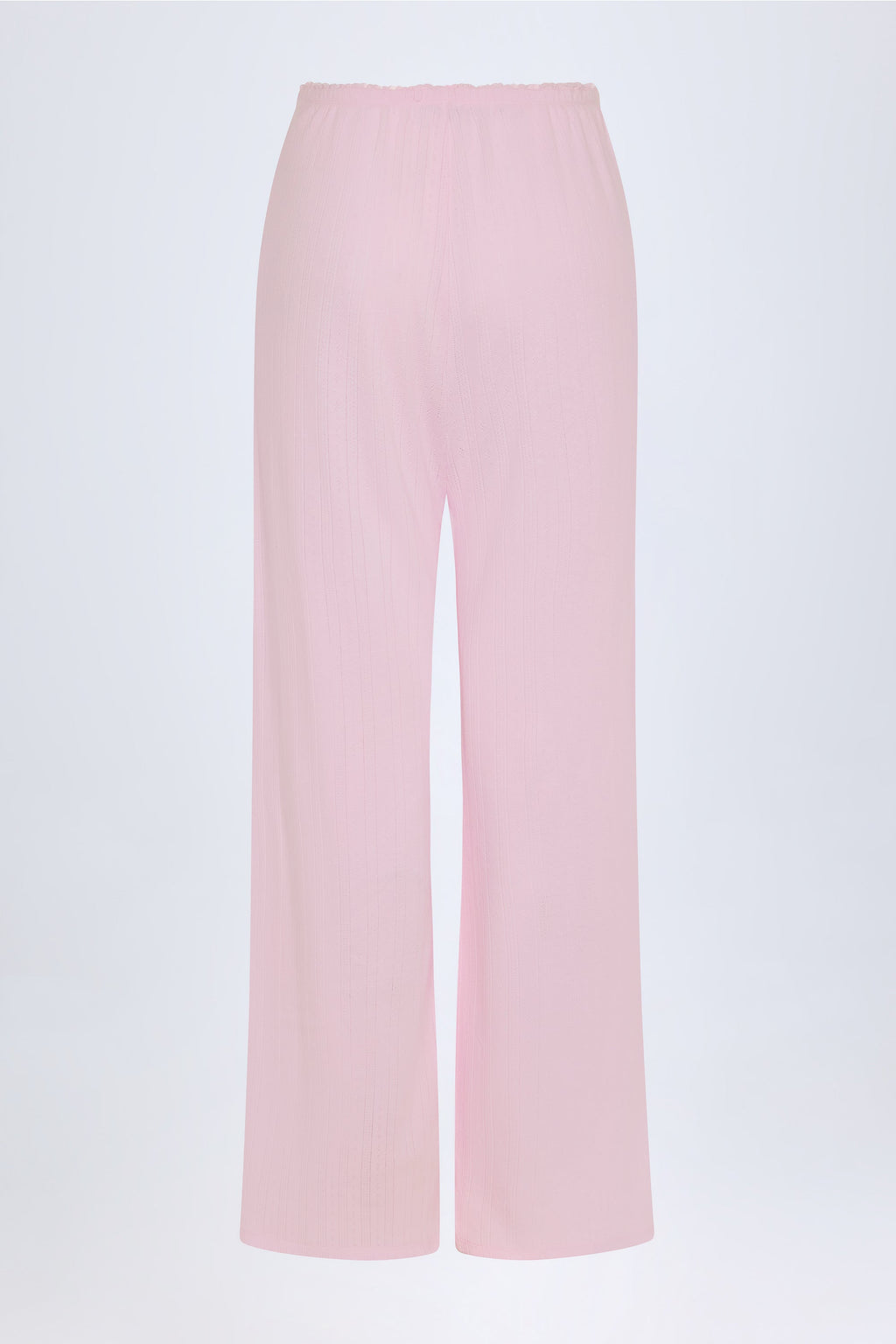 Pointelle Mid-Rise Straight-Leg Trousers in Baby Pink