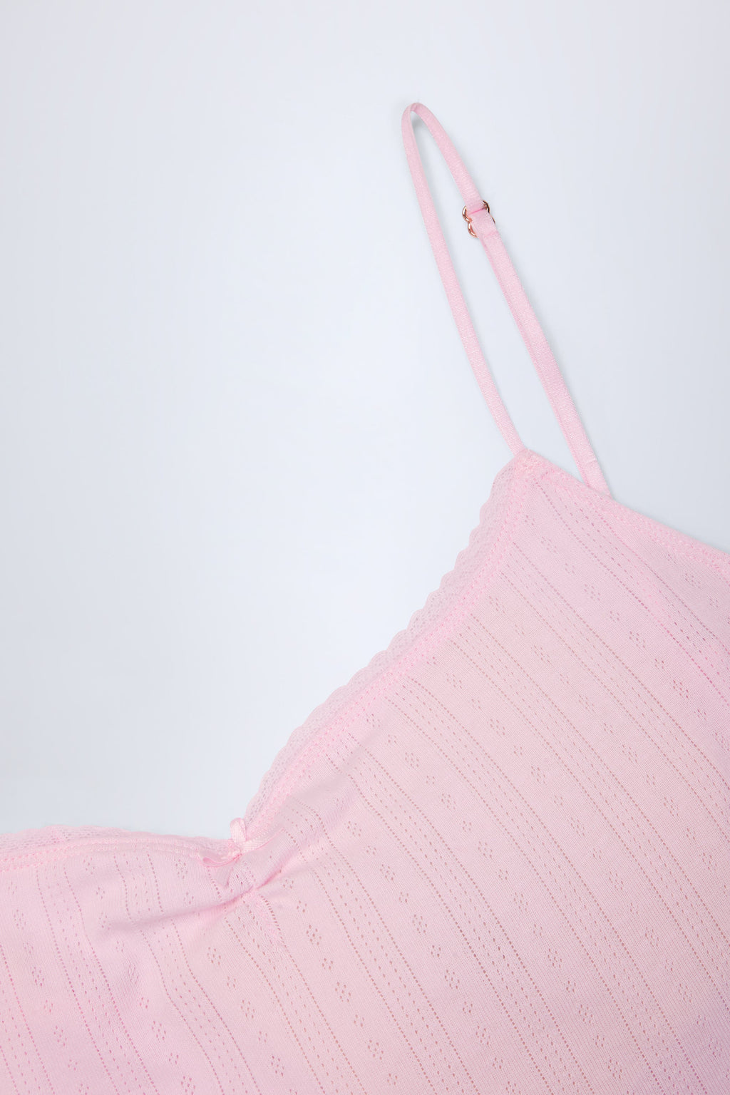 Pointelle Ruched Camisole Crop Top in Baby Pink