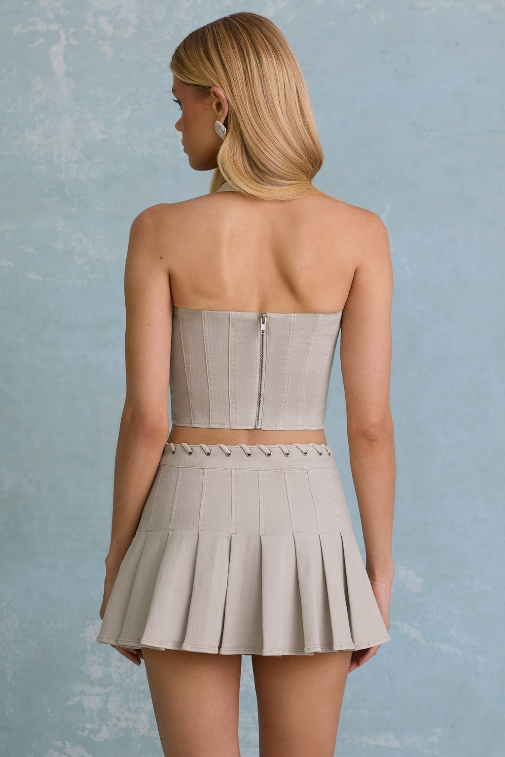 Halterneck Corset Top in Ecru