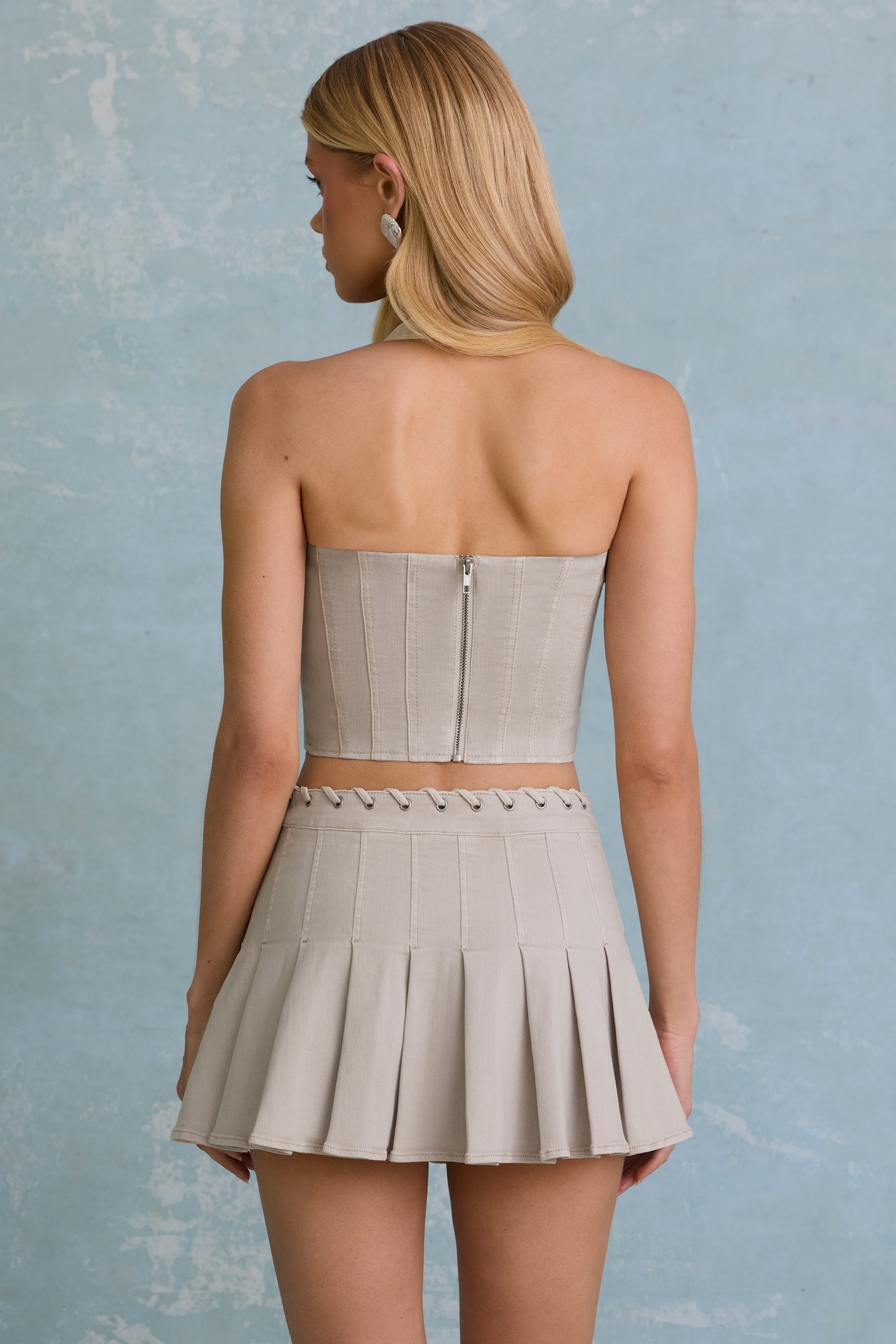 Halterneck Corset Top in Ecru