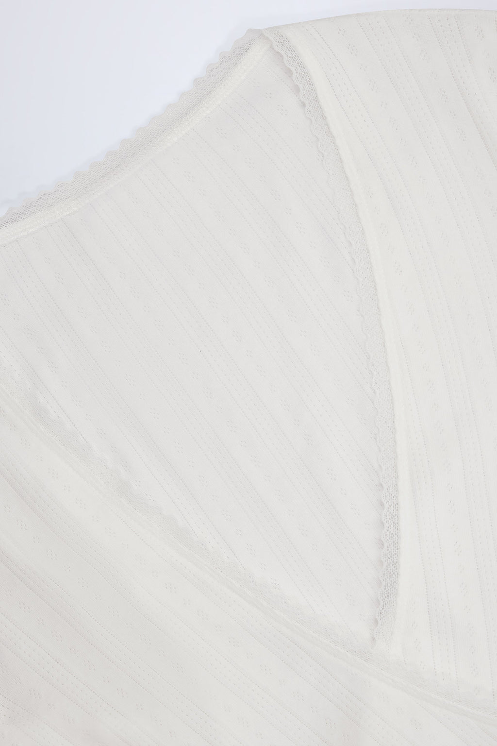 Pointelle Wrap Crop Top in White