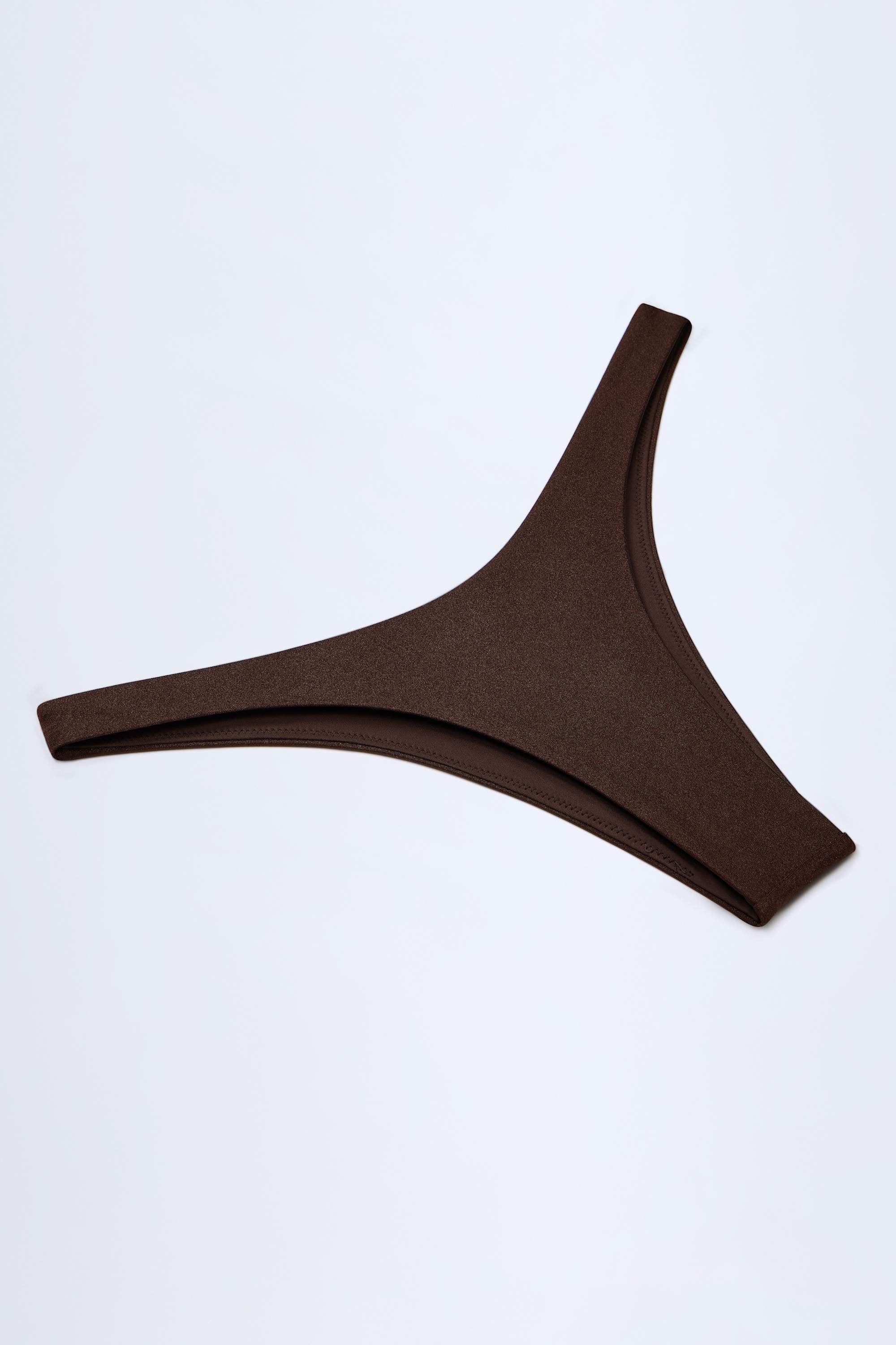 High-Leg Cheeky Bikini Bottoms in Dark Chocolate