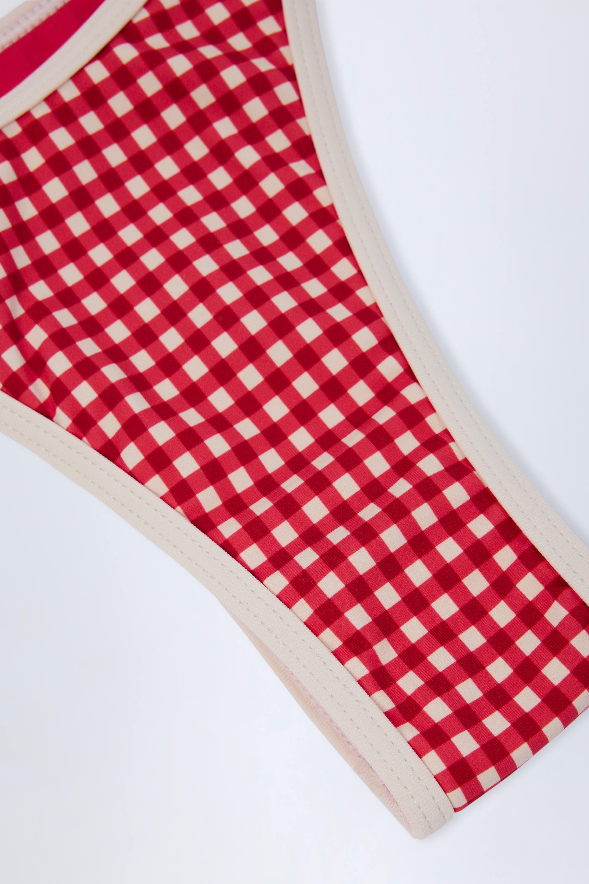 Double-Strap Cheeky Bikini Bottoms in Red Gingham