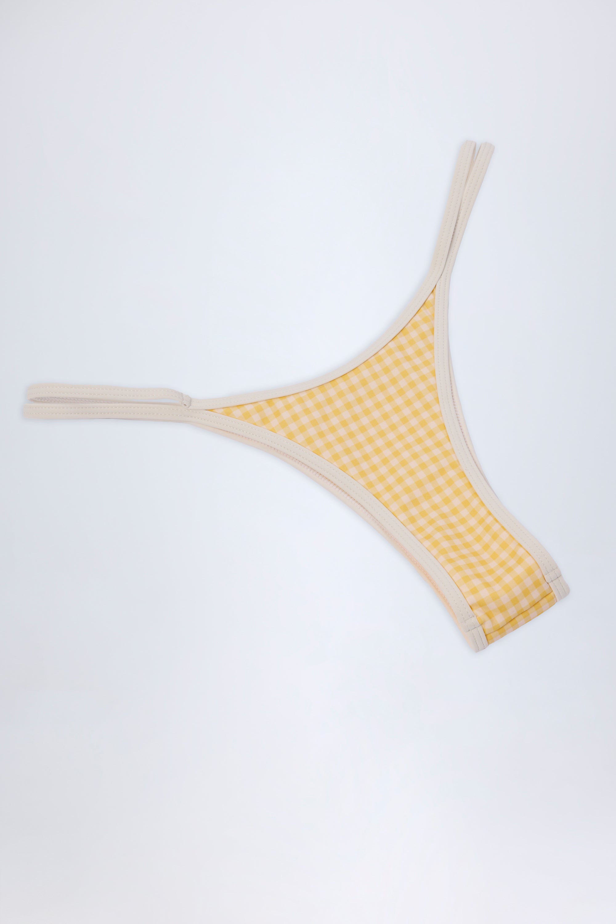 Double-Strap Cheeky Bikini Bottoms in Yellow Gingham