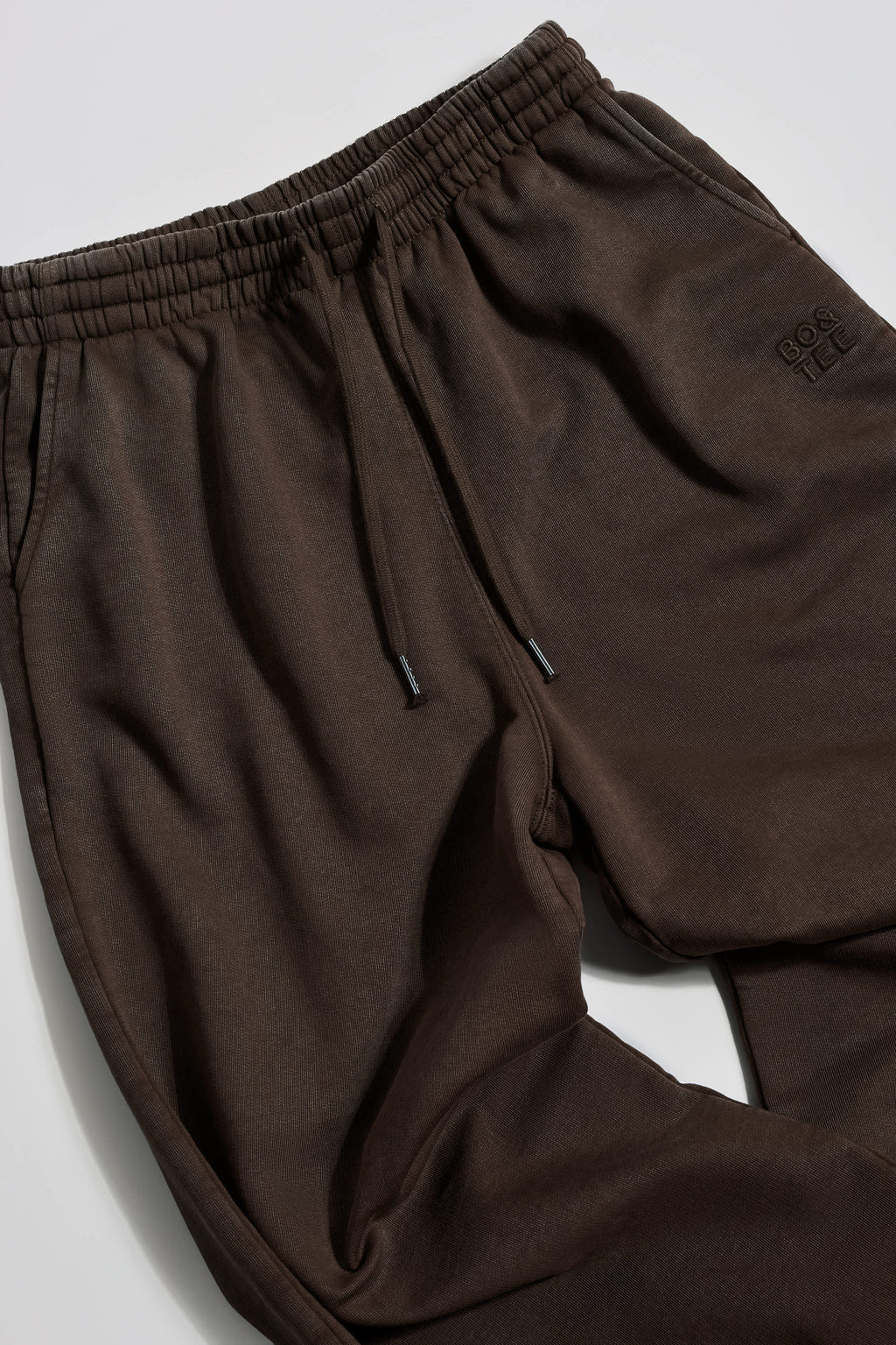 Soft Cotton Jersey Mid-Rise Wide-Leg Joggers in Brown