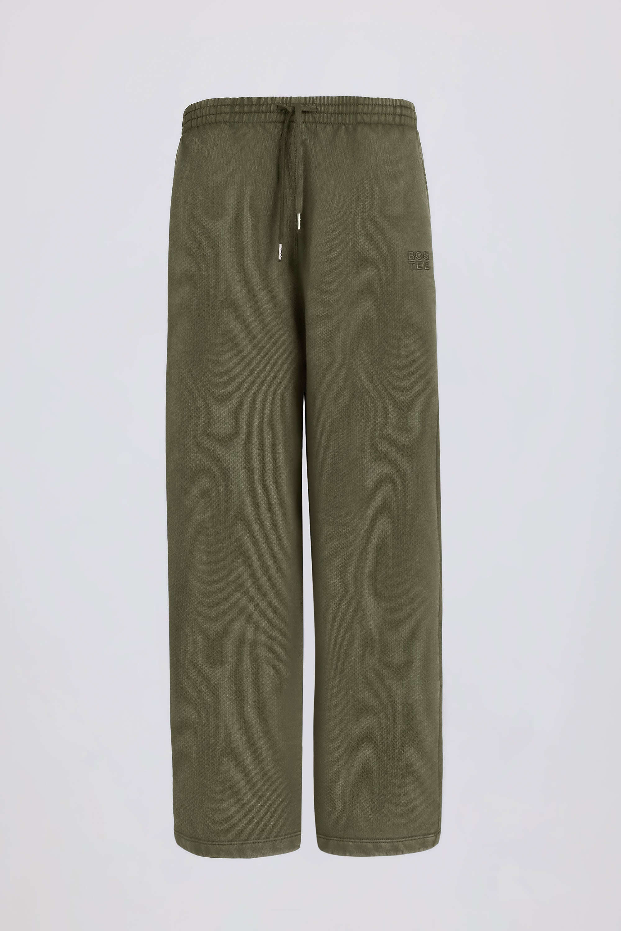 Soft Cotton Mid-Rise Wide-Leg Joggers in Light Green
