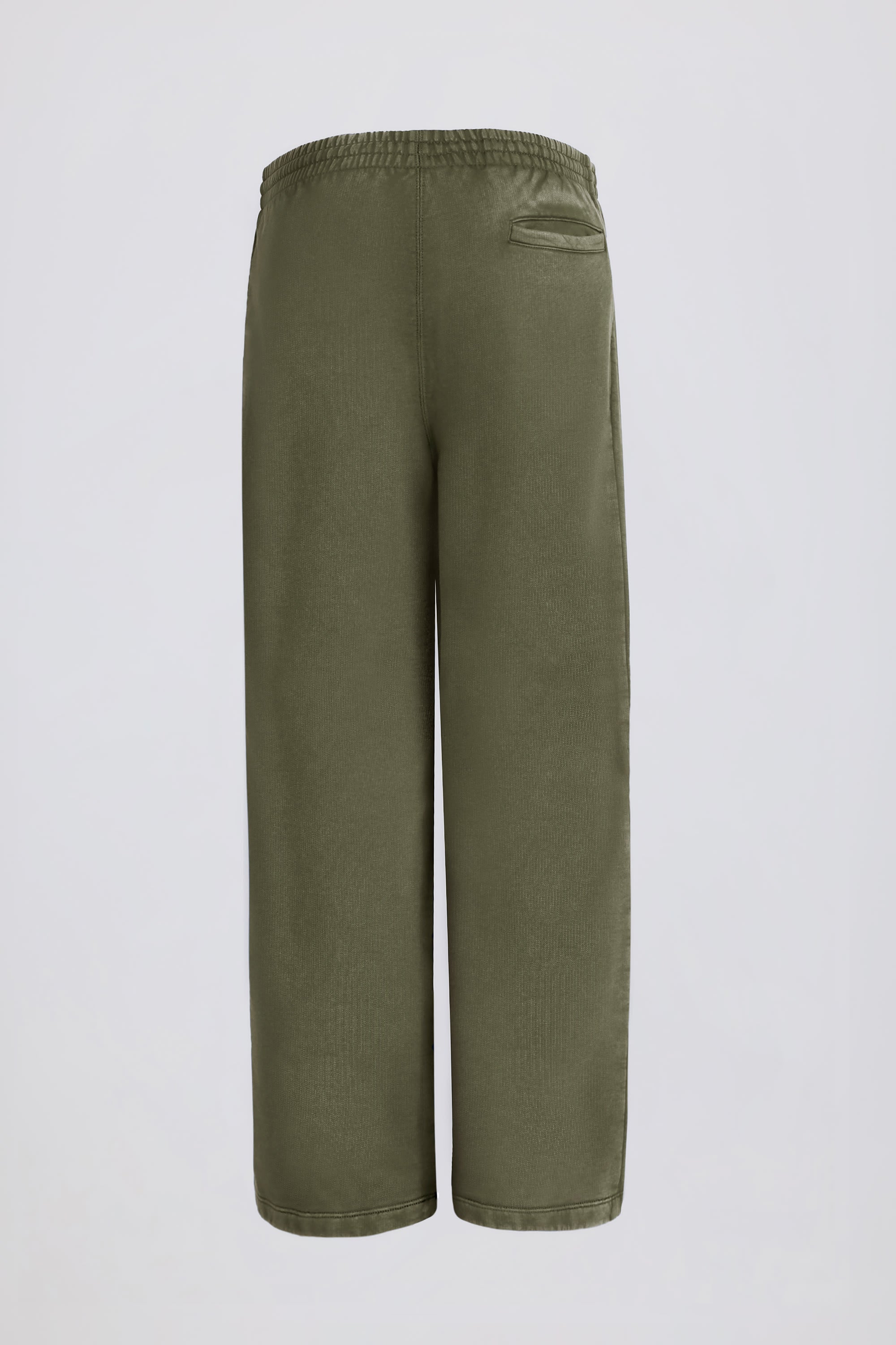 Soft Cotton Mid-Rise Wide-Leg Joggers in Light Green