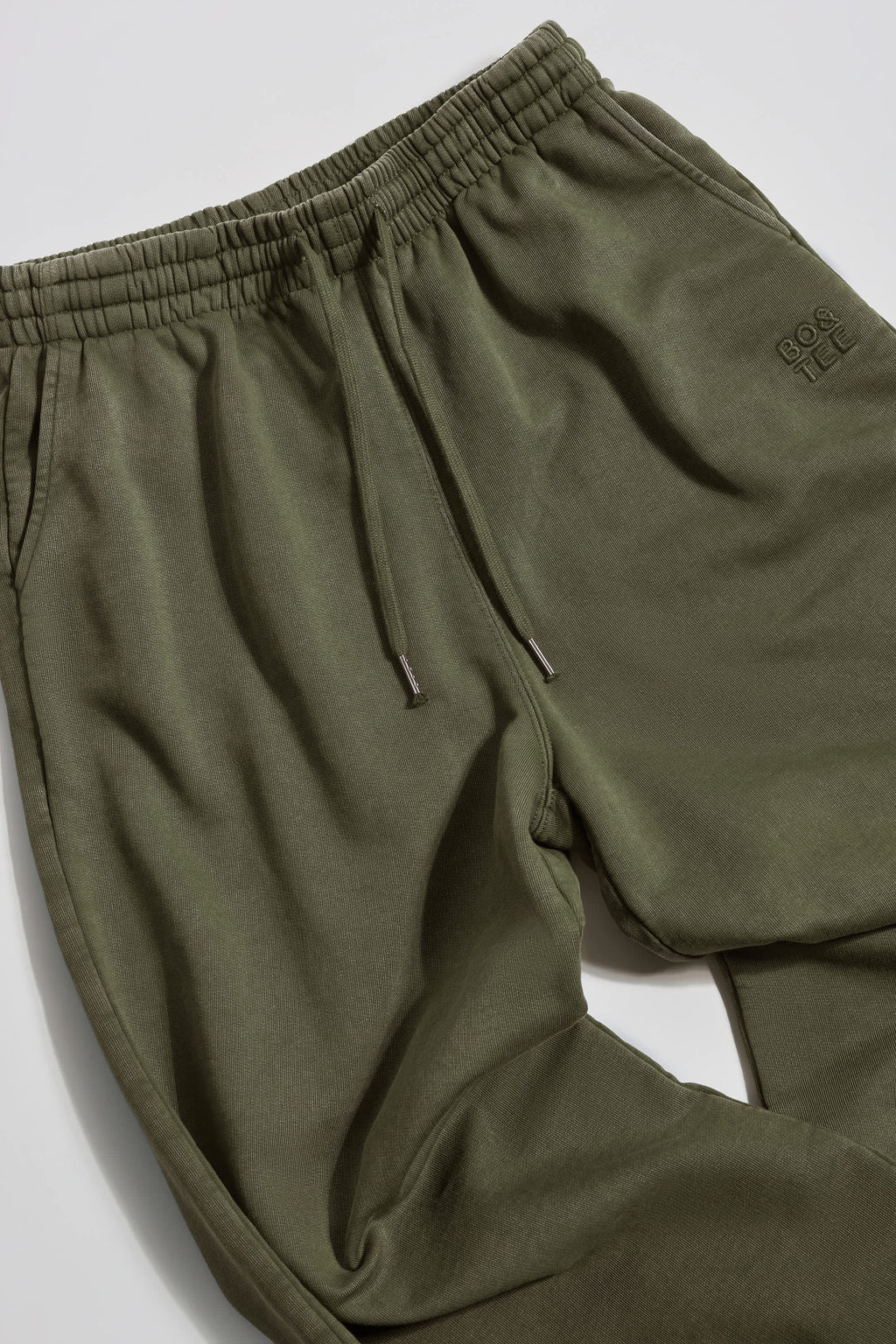 Soft Cotton Mid-Rise Wide-Leg Joggers in Light Green