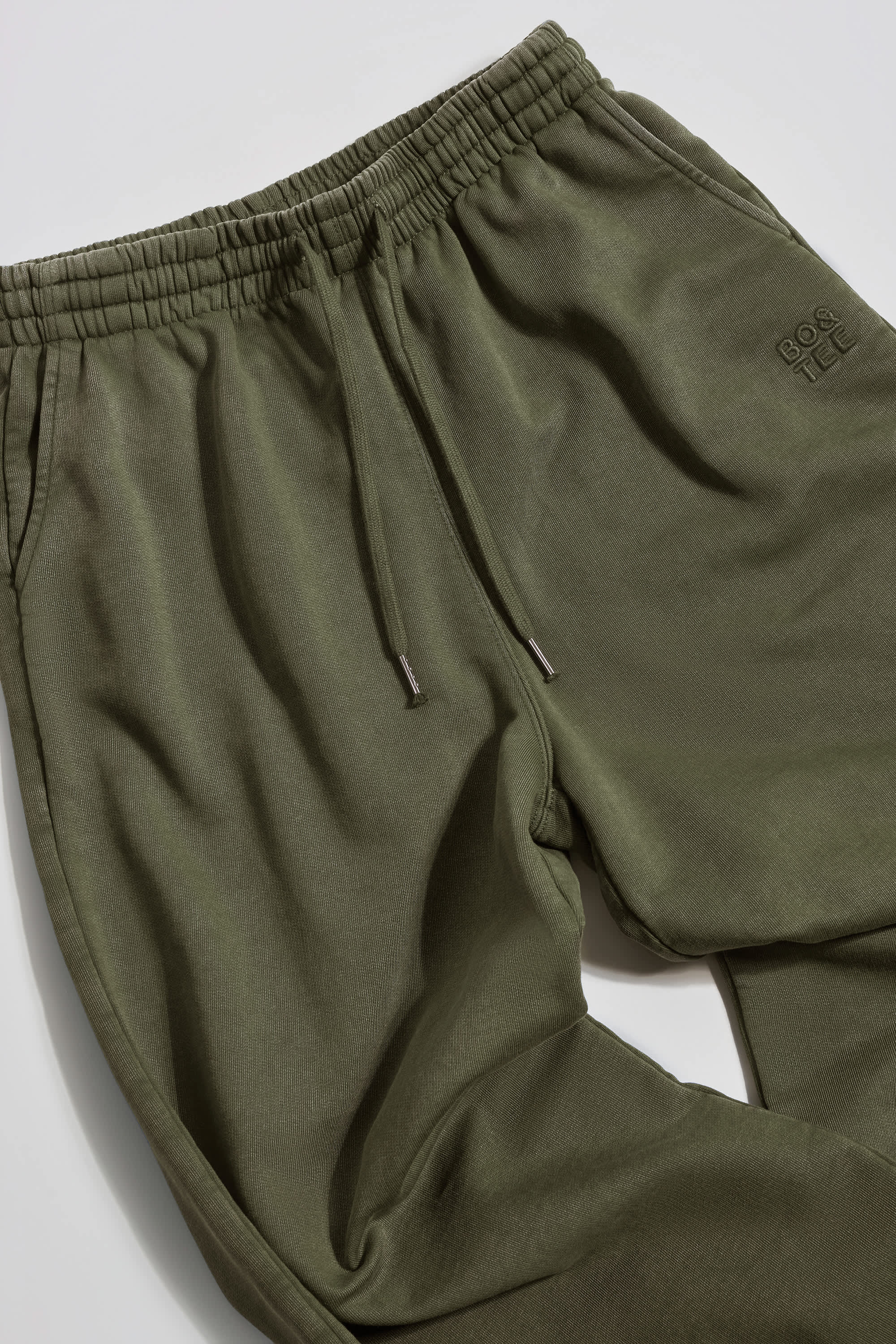 Soft Cotton Mid-Rise Wide-Leg Joggers in Light Green
