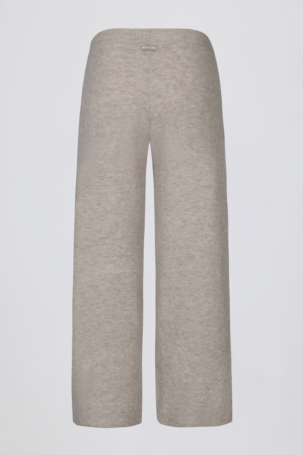 Knit Mid-Rise Wide-Leg Joggers in Beige