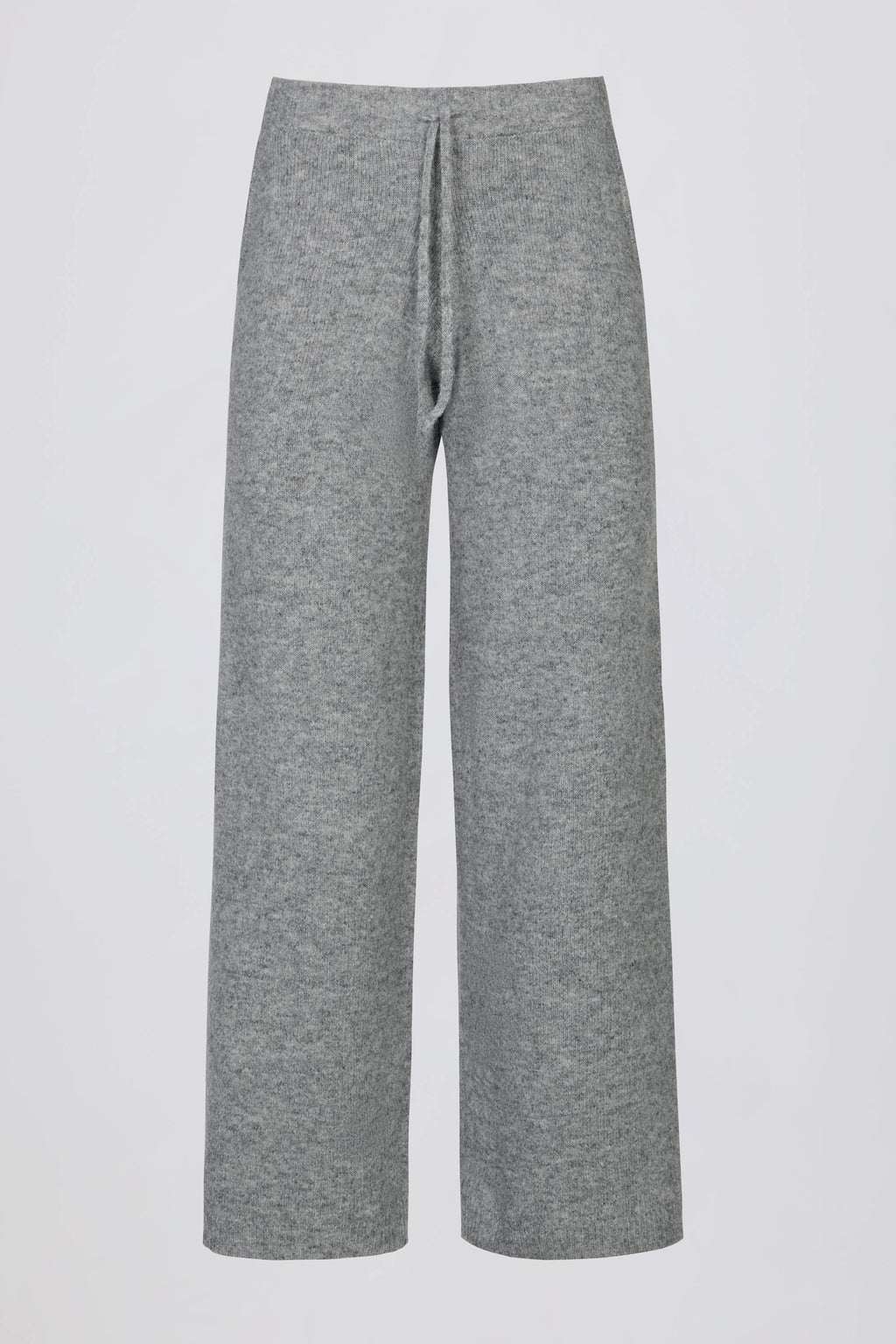 Knit Mid-Rise Wide-Leg Joggers in Grey